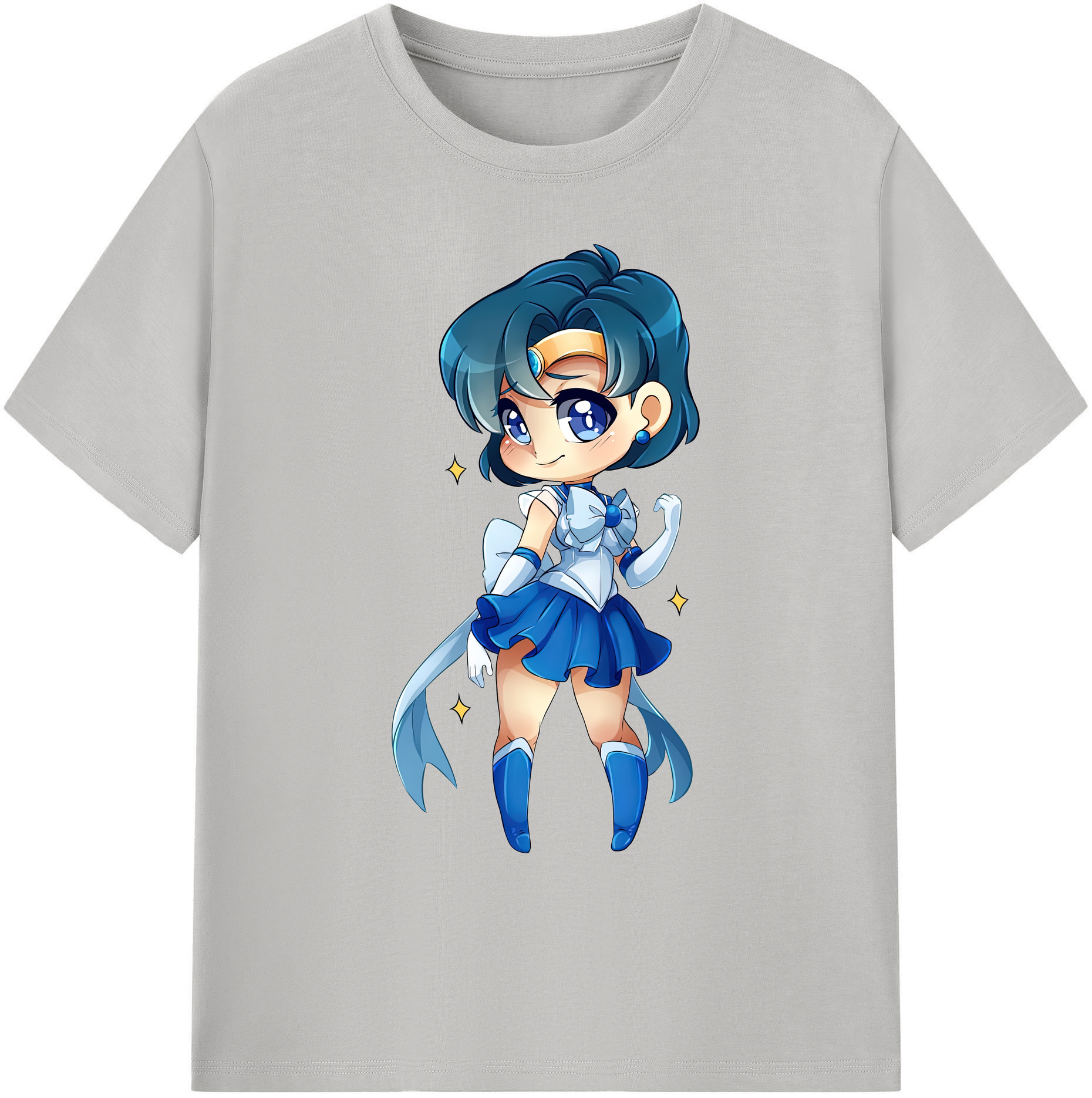 （画像用） 美少女戦士セーラームーン 水野 亜美 みずの あみ Sailor Moon Mizuno Ami 綿100％ メンズ半袖Tシャツ｜肌触りやわらか＆通気性