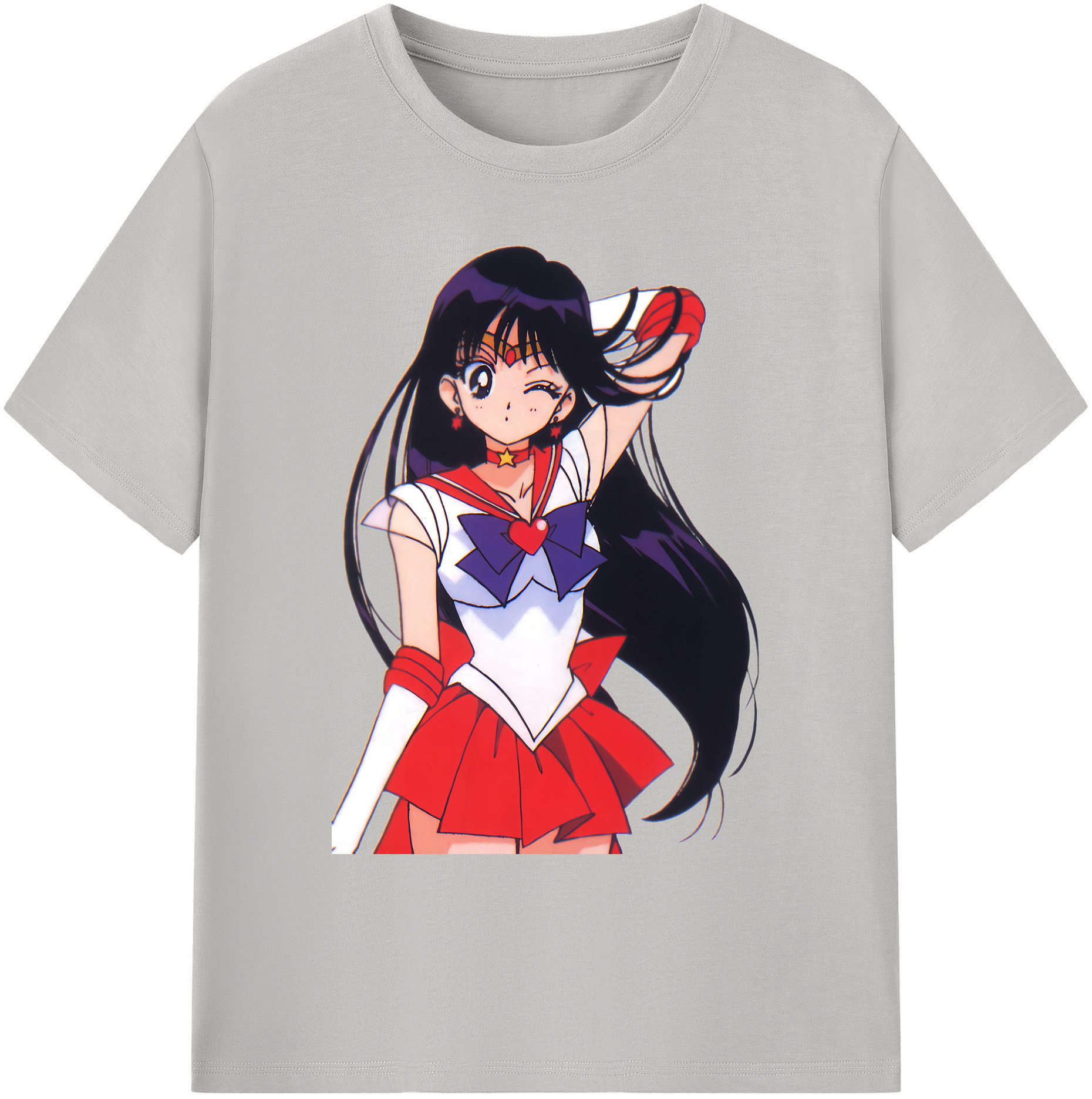 （画像用） 美少女戦士セーラームーン 火野レイ ひの レイ Sailor Moon Hino Rei （セーラーマーズ,Sailor Mars） 綿100％ メンズ半袖Tシャツ｜肌触りやわらか＆通気性