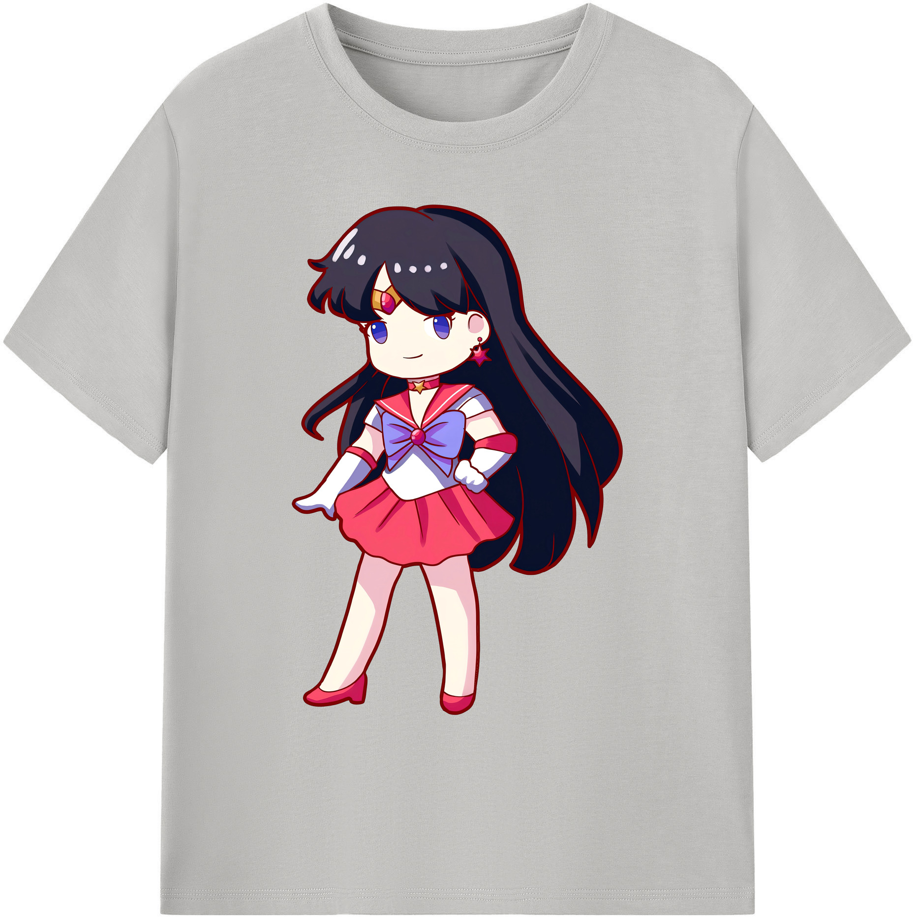 （画像用） 美少女戦士セーラームーン 火野レイ ひの レイ Sailor Moon Hino Rei （セーラーマーズ,Sailor Mars） 綿100％ メンズ半袖Tシャツ｜肌触りやわらか＆通気性