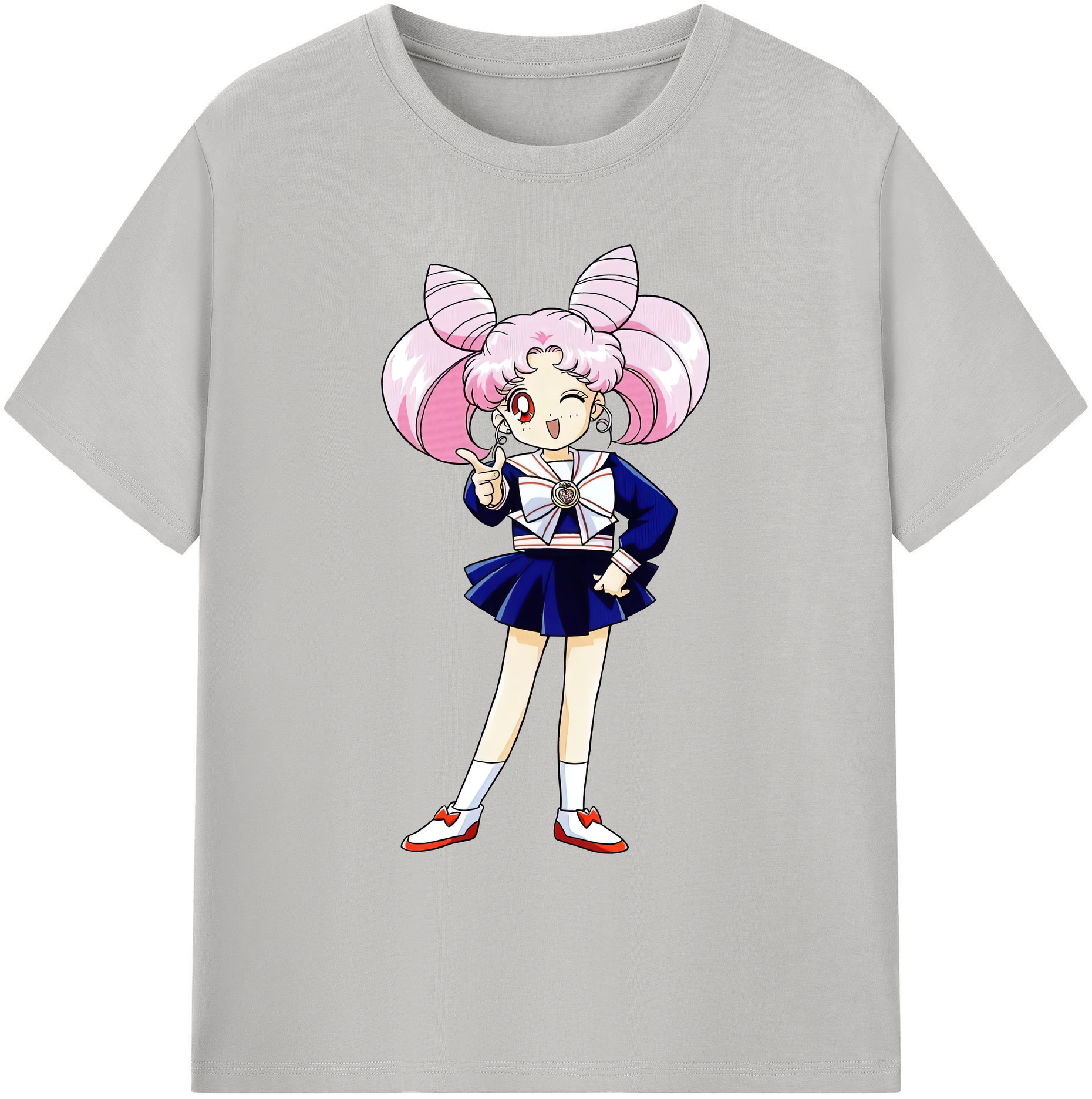 （画像用） 美少女戦士セーラームーン ちびうさ Sailor Moon Chibiusa Tsukino Usagi Small Lady Serenity 綿100％ メンズ半袖Tシャツ｜肌触りやわらか＆通気性
