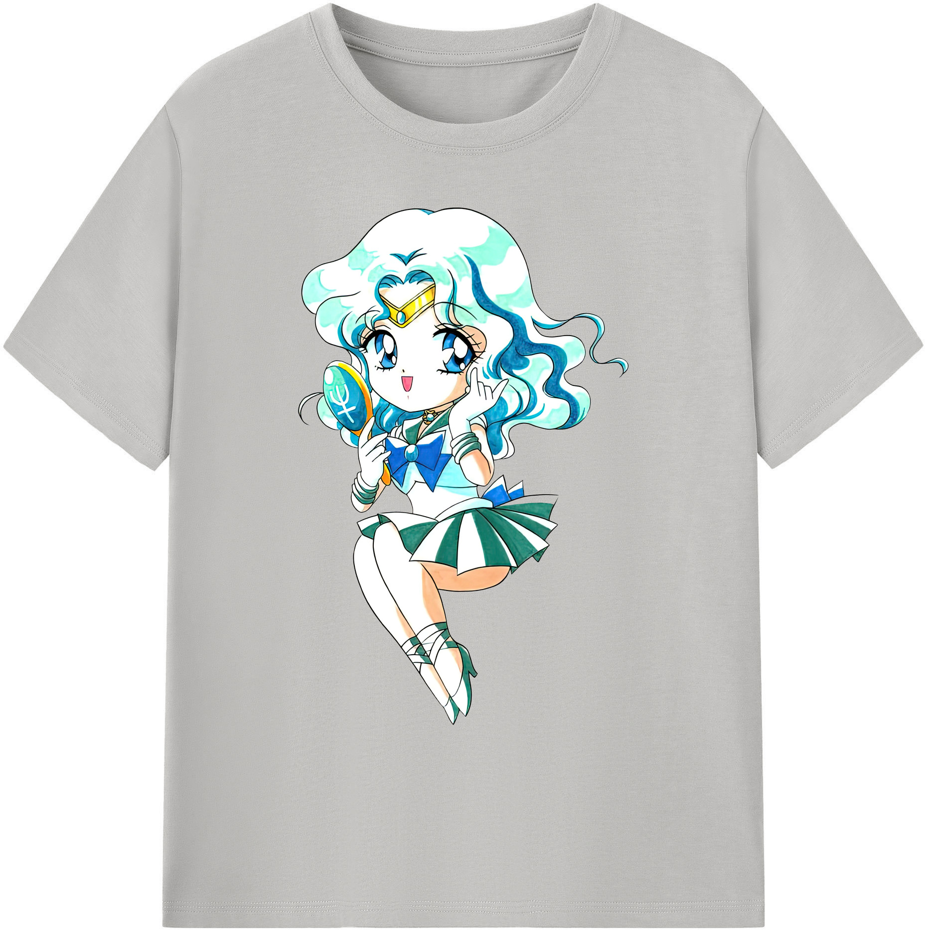 （画像用） 美少女戦士セーラームーン 海王 みちる（かいおう みちる） Sailor Moon Kaiou Michiru 綿100％ メンズ半袖Tシャツ｜肌触りやわらか＆通気性