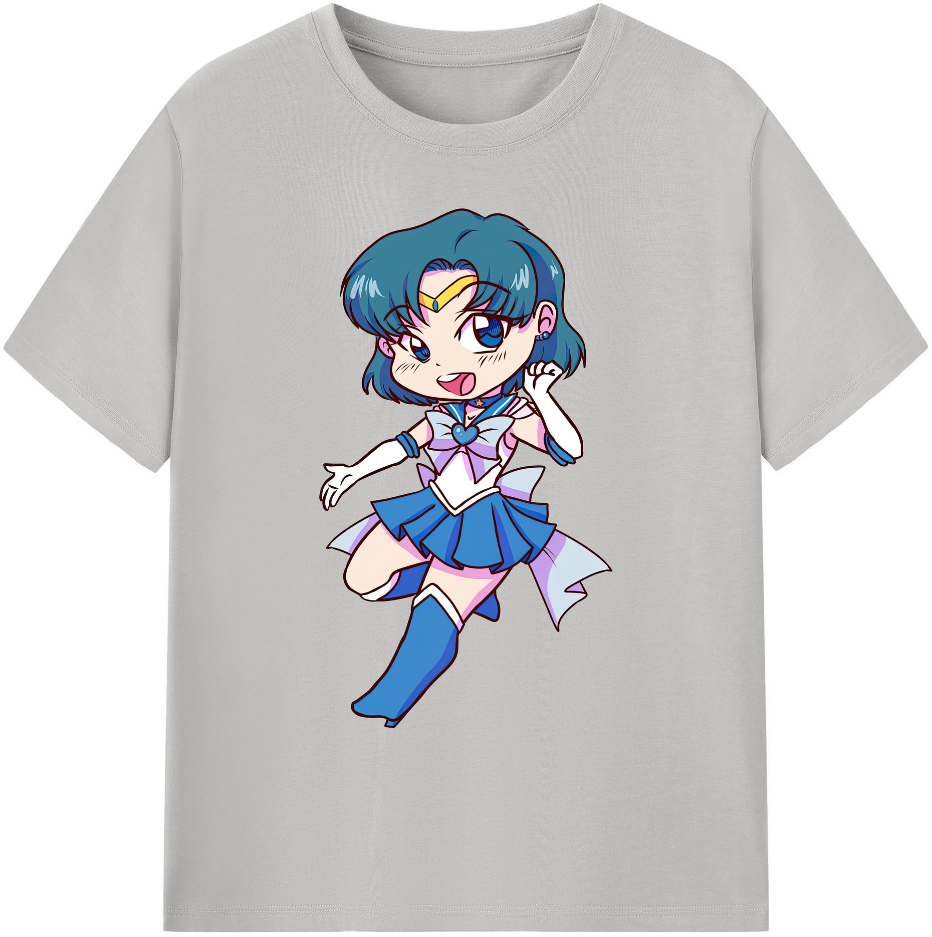 （画像用） 美少女戦士セーラームーン 水野 亜美 みずの あみ Sailor Moon Mizuno Ami 綿100％ メンズ半袖Tシャツ｜肌触りやわらか＆通気性