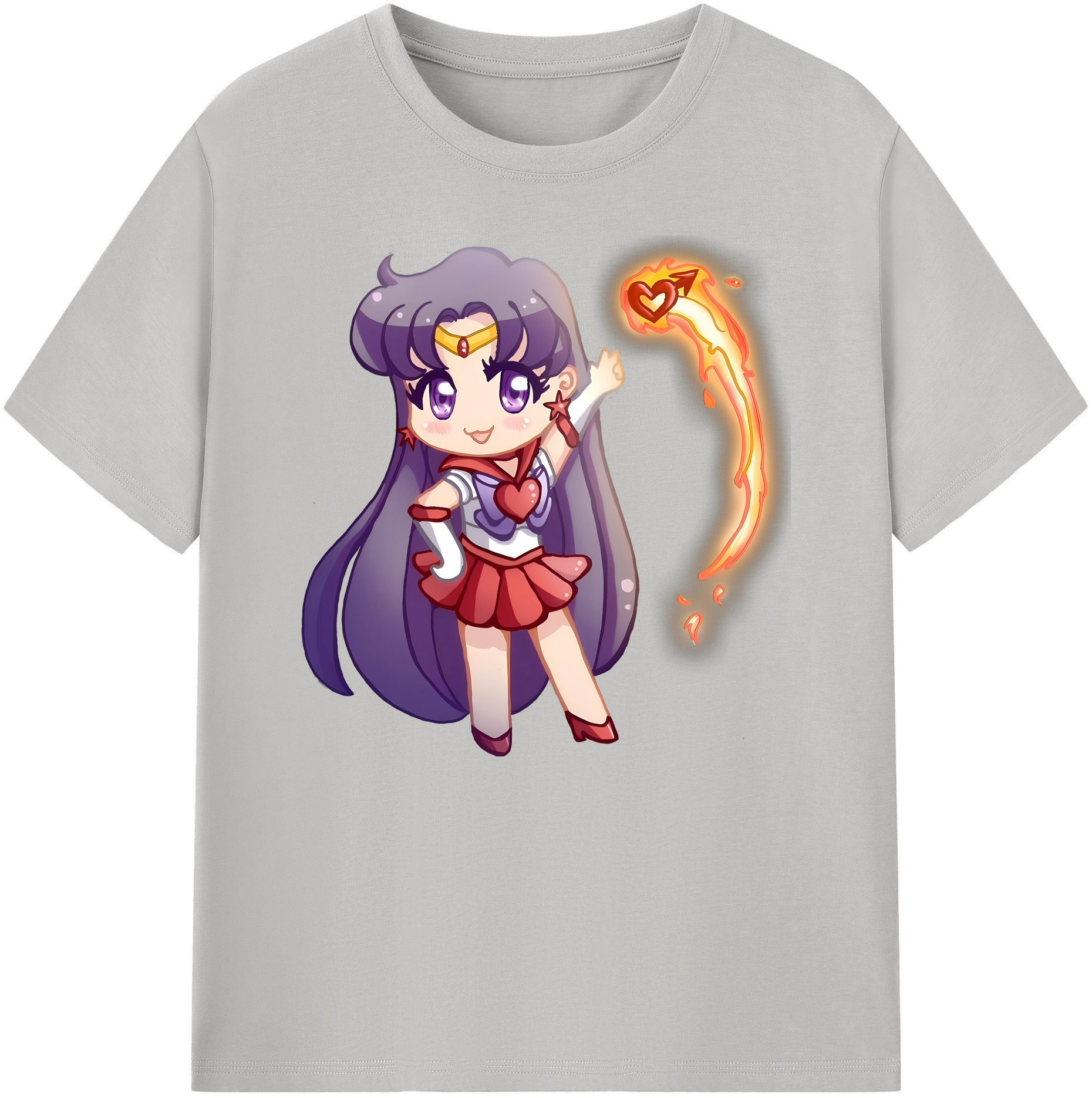 （画像用） 美少女戦士セーラームーン 火野レイ ひの レイ Sailor Moon Hino Rei （セーラーマーズ,Sailor Mars） 綿100％ メンズ半袖Tシャツ｜肌触りやわらか＆通気性