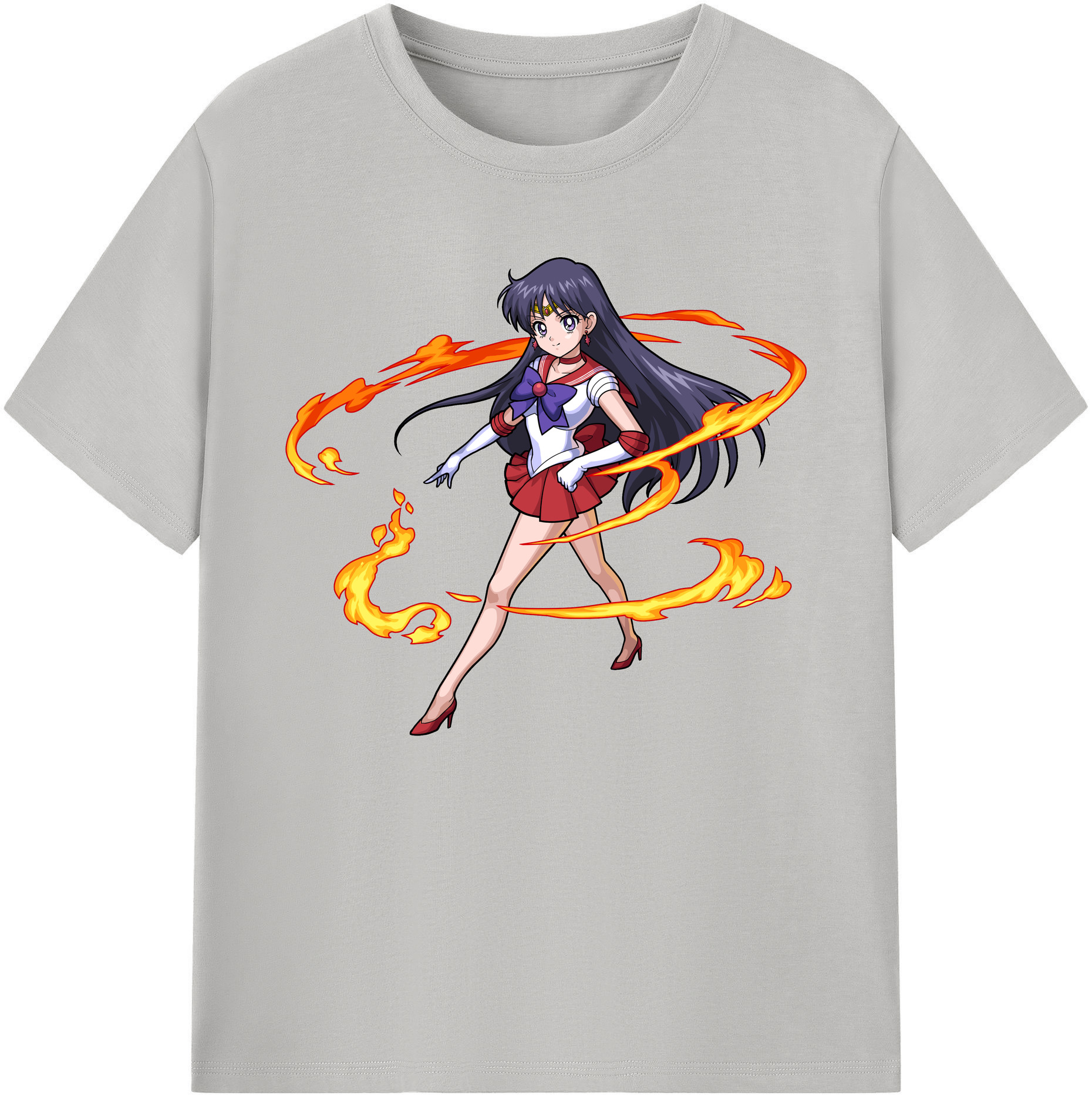 （画像用） 美少女戦士セーラームーン 火野レイ ひの レイ Sailor Moon Hino Rei （セーラーマーズ,Sailor Mars） 綿100％ メンズ半袖Tシャツ｜肌触りやわらか＆通気性