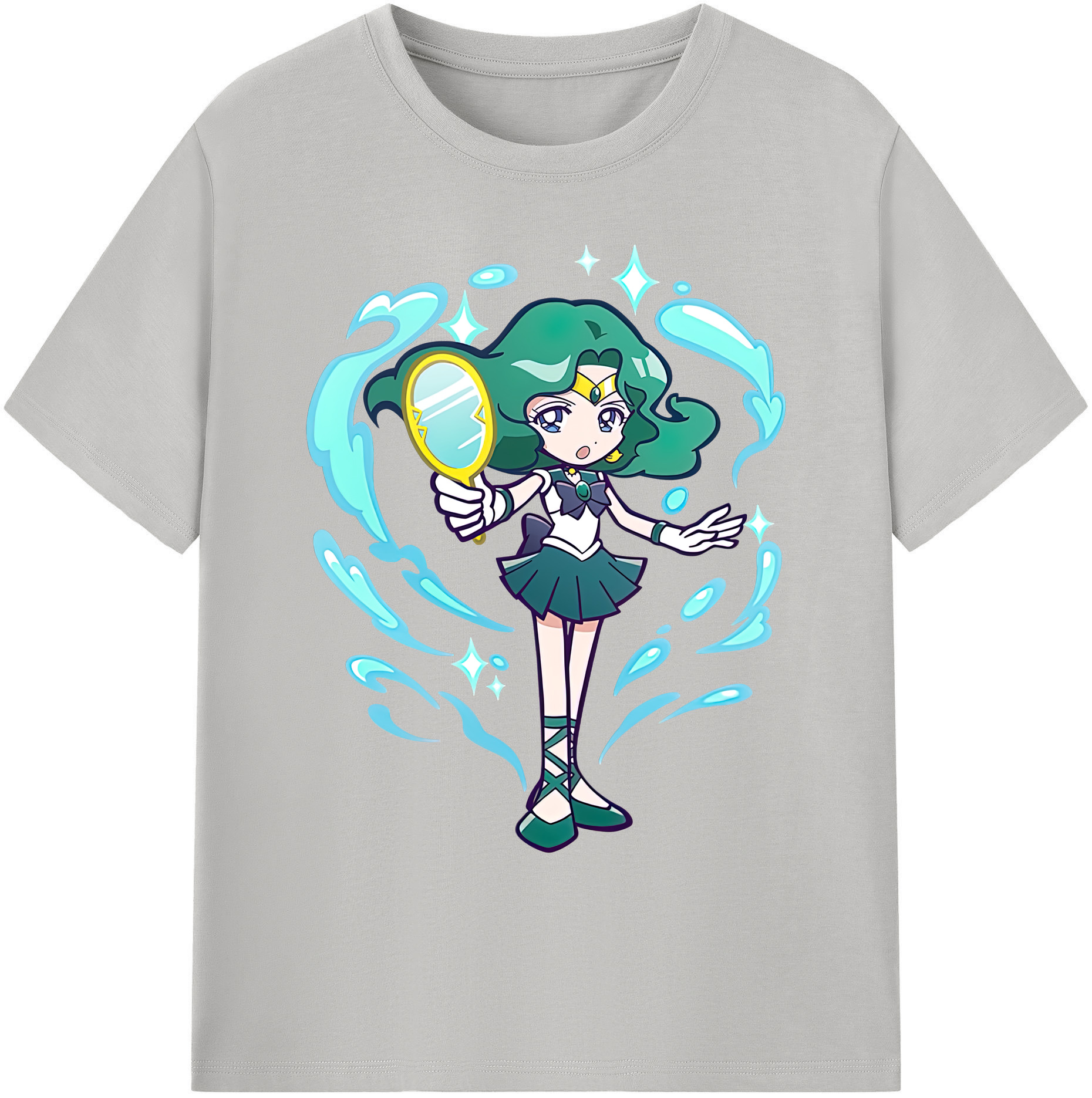 （画像用） 美少女戦士セーラームーン 海王 みちる（かいおう みちる） Sailor Moon Kaiou Michiru 綿100％ メンズ半袖Tシャツ｜肌触りやわらか＆通気性