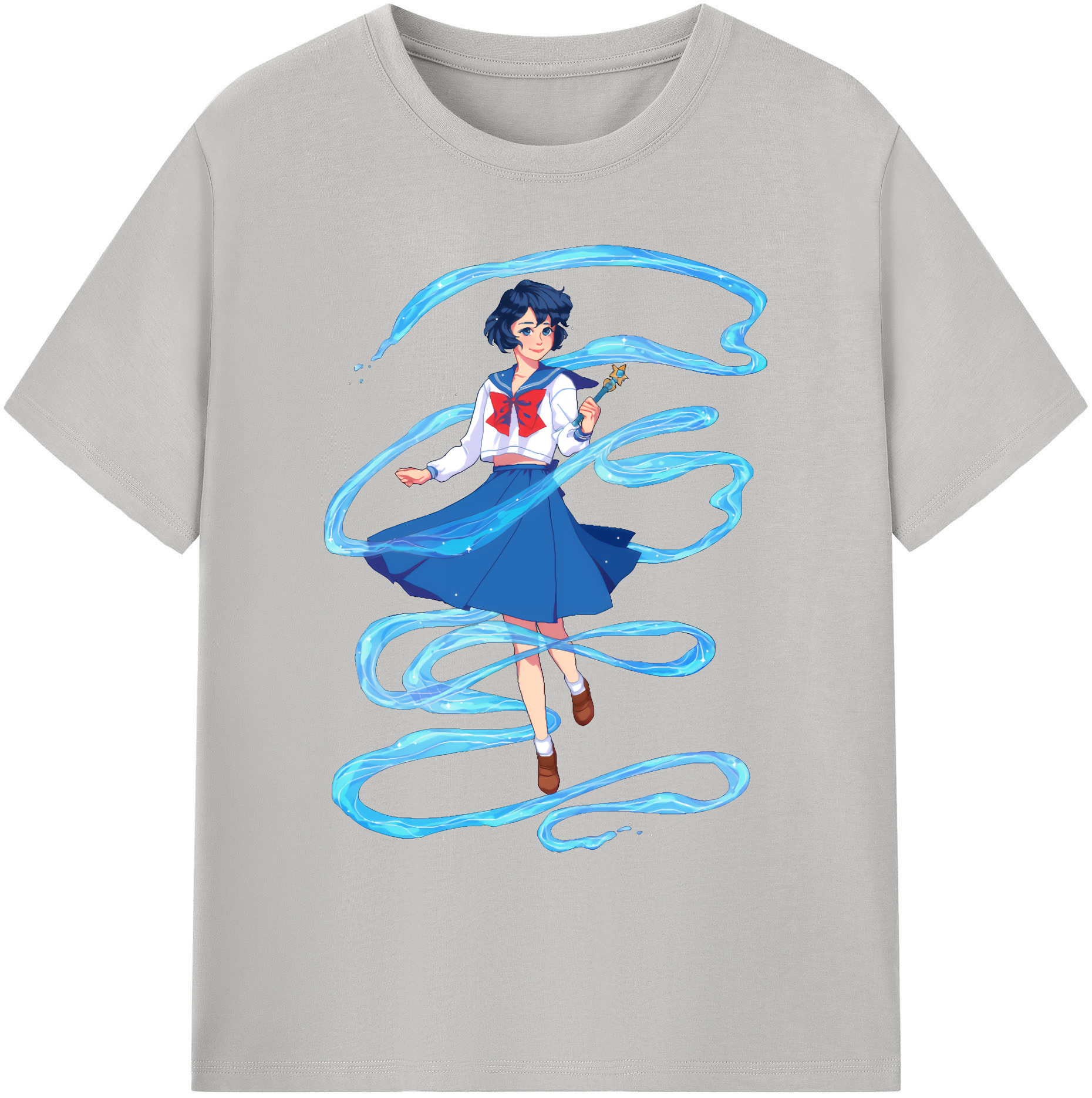 （画像用） 美少女戦士セーラームーン 水野 亜美 みずの あみ Sailor Moon Mizuno Ami 綿100％ メンズ半袖Tシャツ｜肌触りやわらか＆通気性