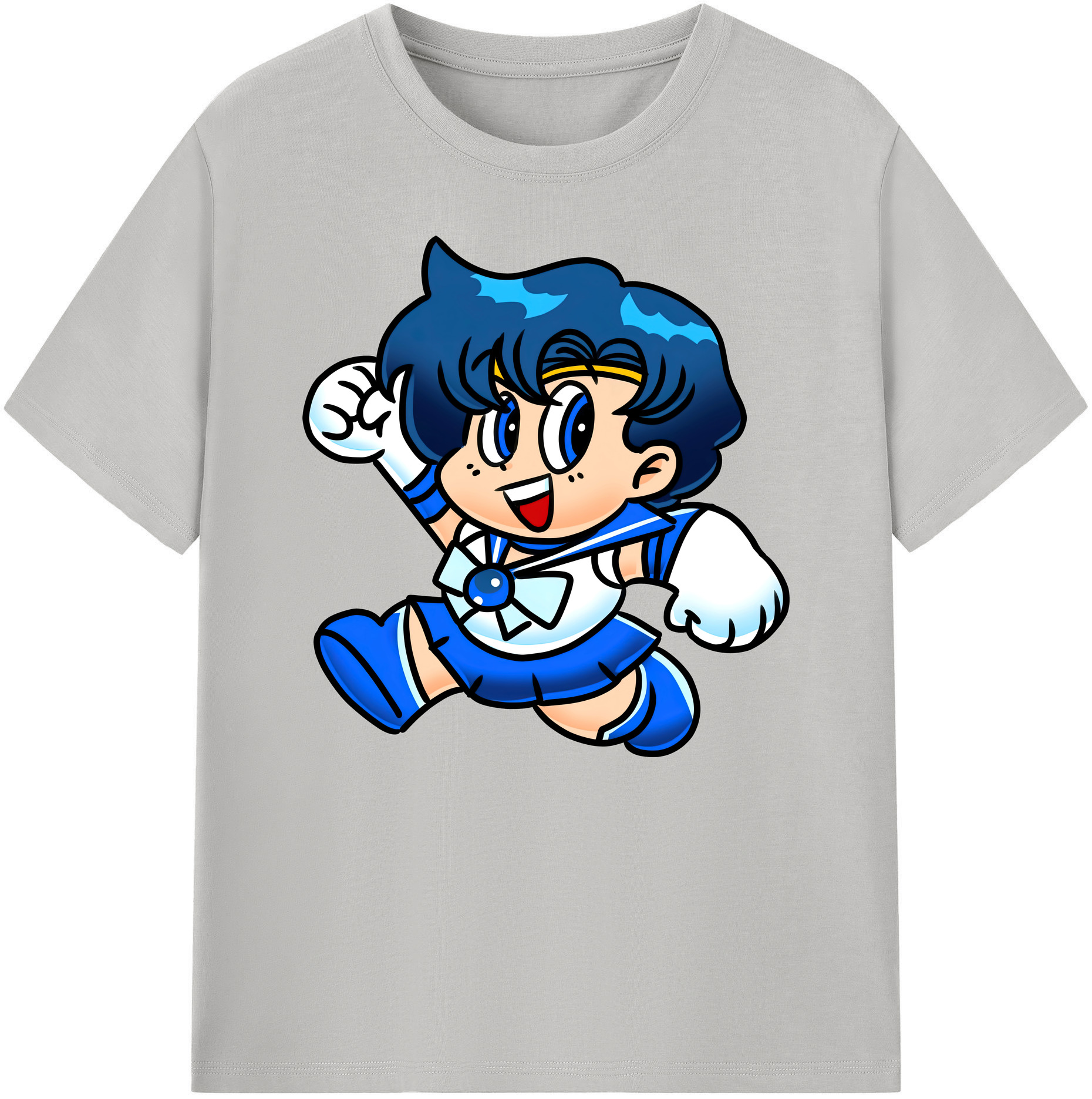 （画像用） 美少女戦士セーラームーン 水野 亜美 みずの あみ Sailor Moon Mizuno Ami 綿100％ メンズ半袖Tシャツ｜肌触りやわらか＆通気性