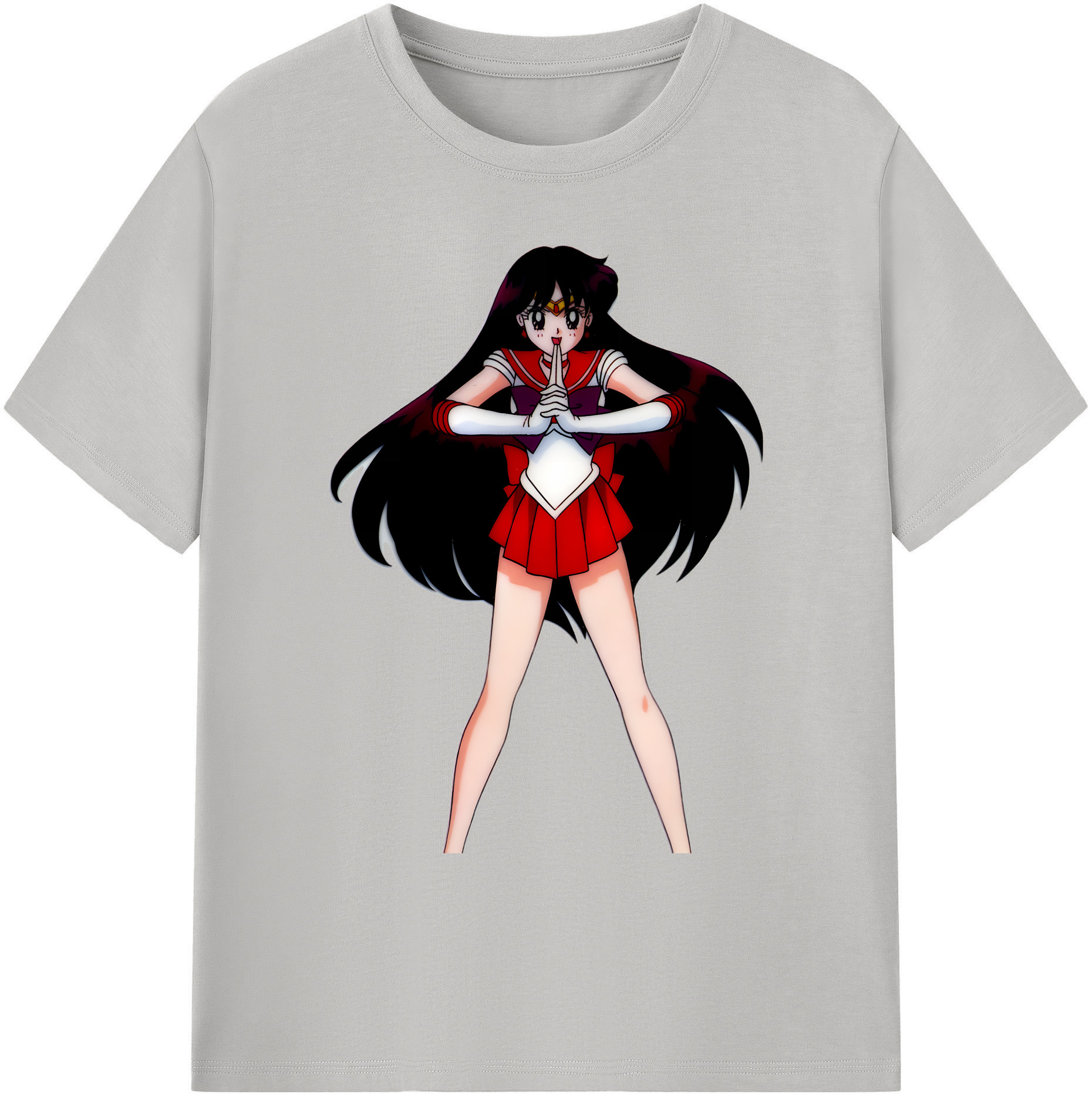 （画像用） 美少女戦士セーラームーン 火野レイ ひの レイ Sailor Moon Hino Rei （セーラーマーズ,Sailor Mars） 綿100％ メンズ半袖Tシャツ｜肌触りやわらか＆通気性