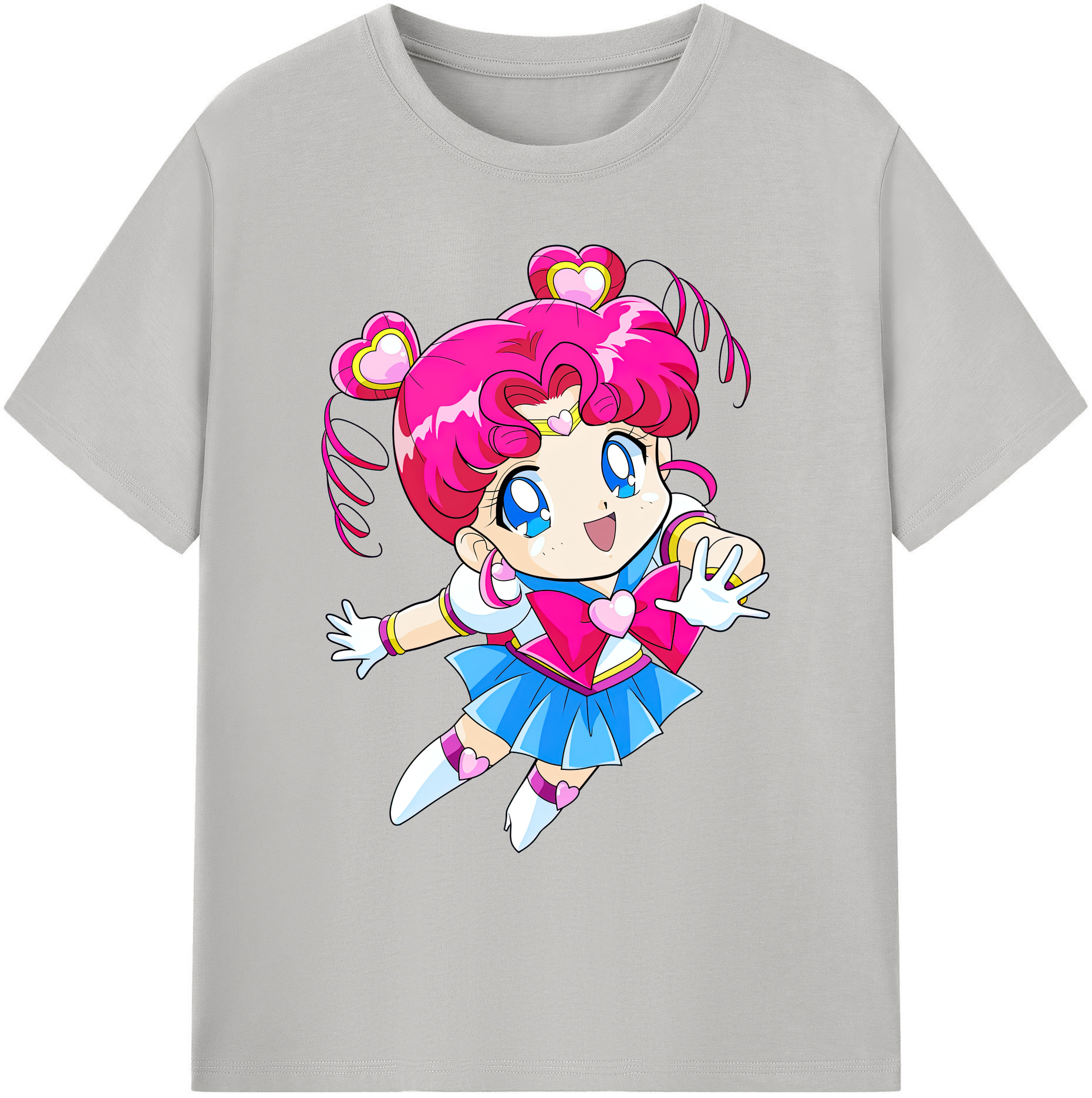 （画像用） 美少女戦士セーラームーン ちびうさ Sailor Moon Chibiusa Tsukino Usagi Small Lady Serenity 綿100％ メンズ半袖Tシャツ｜肌触りやわらか＆通気性