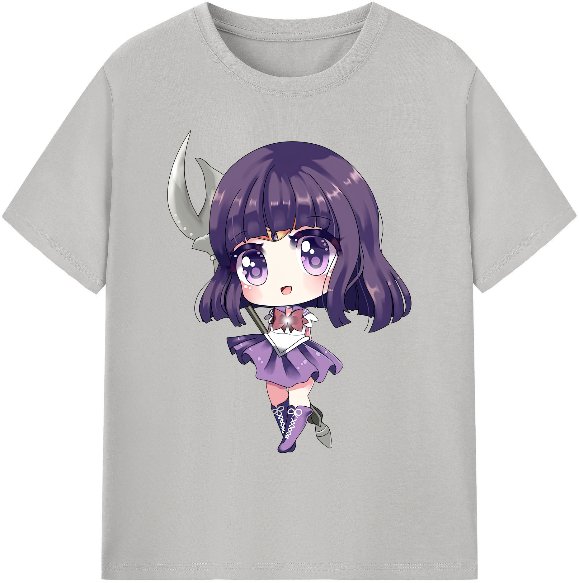 （画像用） 美少女戦士セーラームーン 土萠ほたる Sailor Moon Tomoe Hotaru （セーラーサターン；Sailor Saturn） 綿100％ メンズ半袖Tシャツ｜肌触りやわらか＆通気性