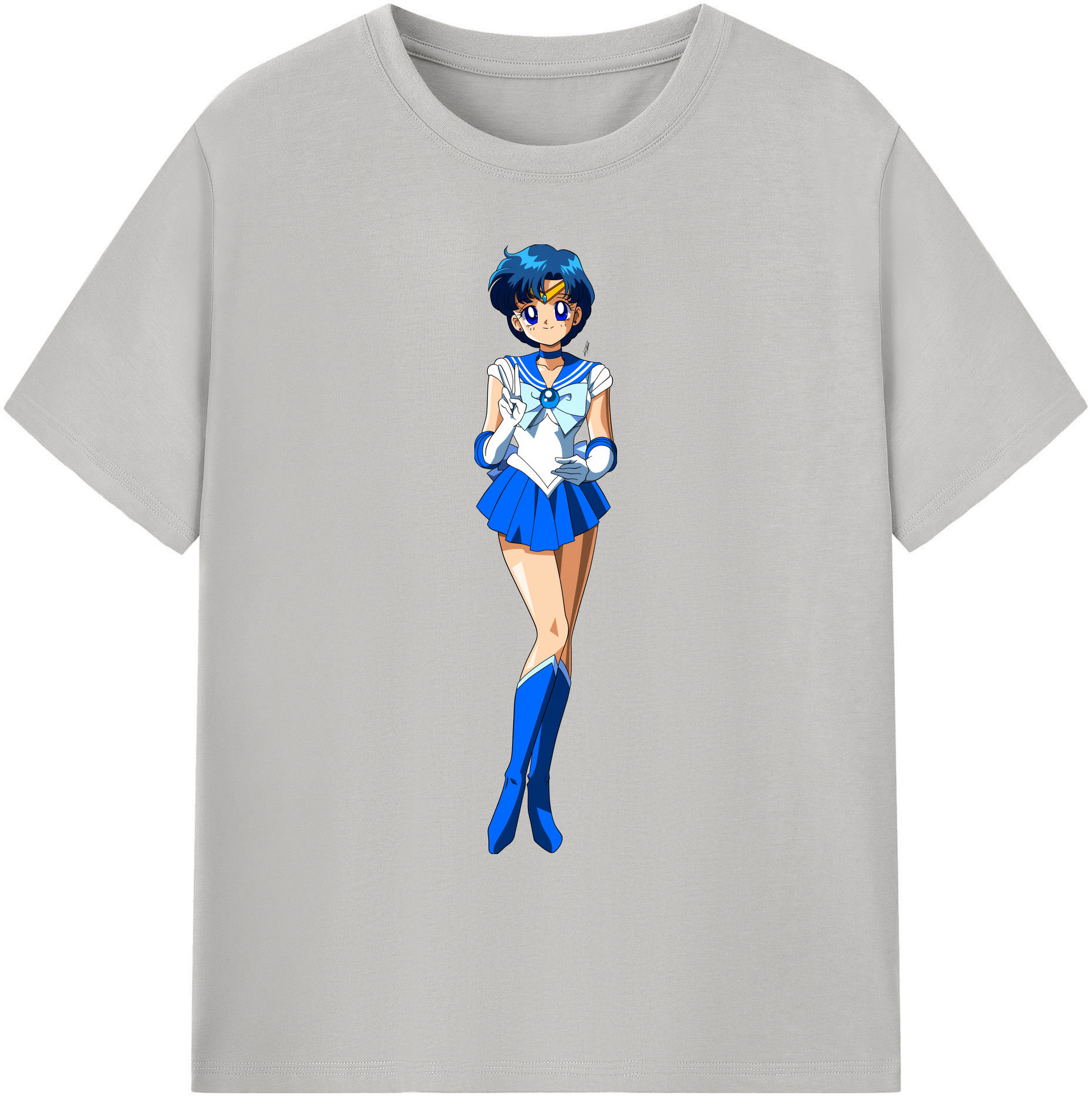 （画像用） 美少女戦士セーラームーン 水野 亜美 みずの あみ Sailor Moon Mizuno Ami 綿100％ メンズ半袖Tシャツ｜肌触りやわらか＆通気性