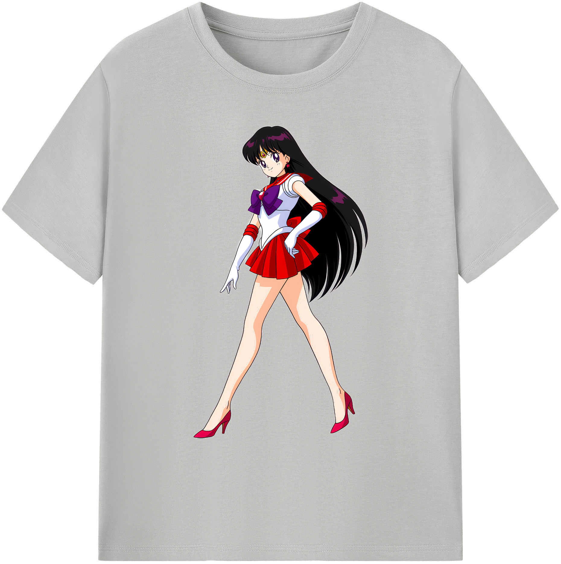 （画像用） 美少女戦士セーラームーン 火野レイ ひの レイ Sailor Moon Hino Rei （セーラーマーズ,Sailor Mars） 綿100％ メンズ半袖Tシャツ｜肌触りやわらか＆通気性