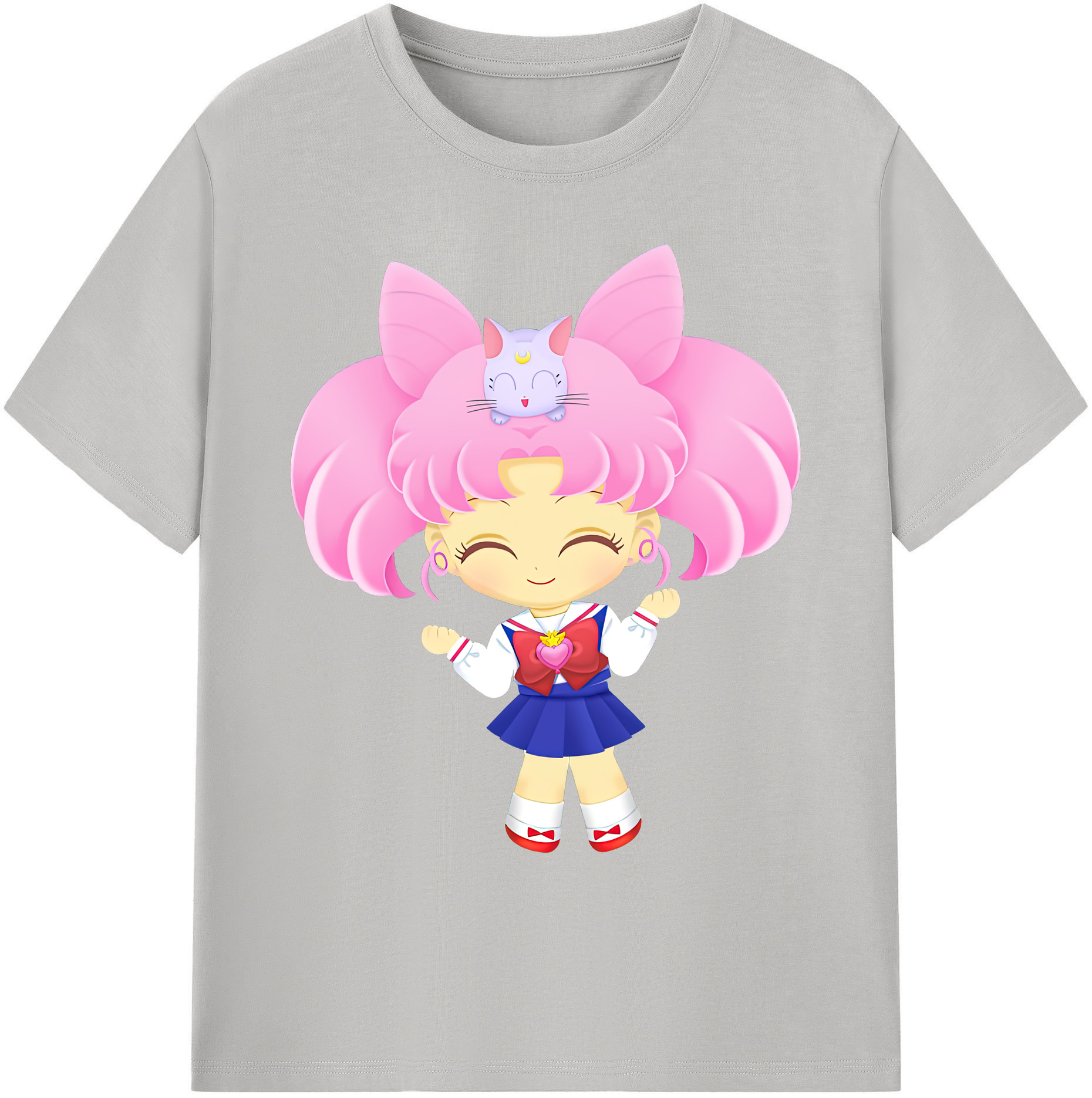 （画像用） 美少女戦士セーラームーン ちびうさ Sailor Moon Chibiusa Tsukino Usagi Small Lady Serenity 綿100％ メンズ半袖Tシャツ｜肌触りやわらか＆通気性