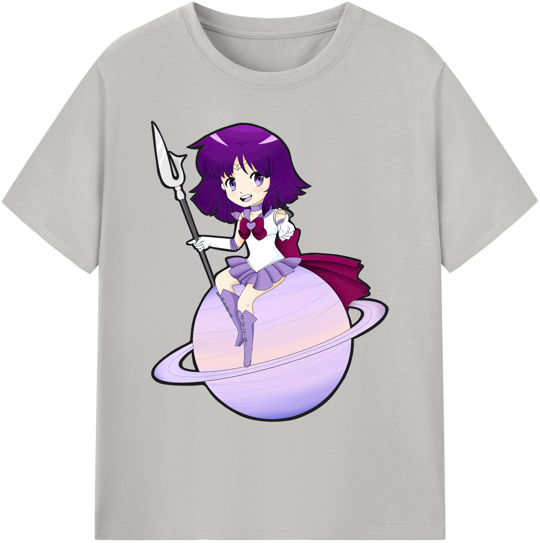 （画像用） 美少女戦士セーラームーン 土萠ほたる Sailor Moon Tomoe Hotaru （セーラーサターン；Sailor Saturn） 綿100％ メンズ半袖Tシャツ｜肌触りやわらか＆通気性