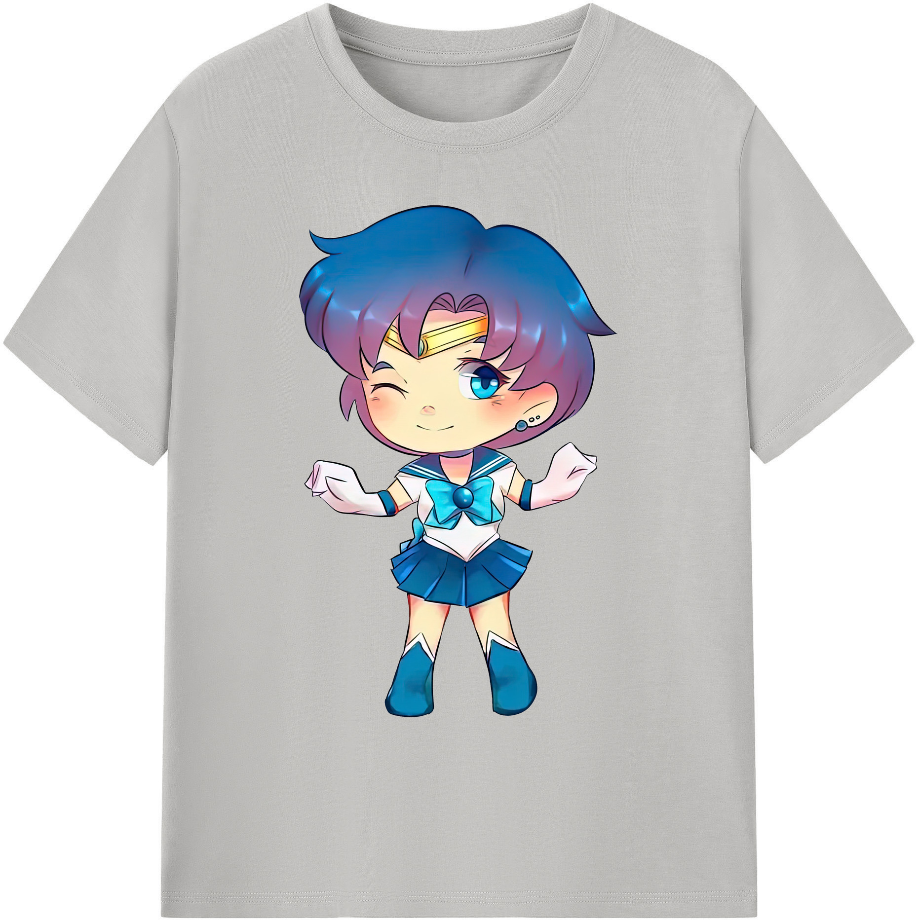 （画像用） 美少女戦士セーラームーン 水野 亜美 みずの あみ Sailor Moon Mizuno Ami 綿100％ メンズ半袖Tシャツ｜肌触りやわらか＆通気性