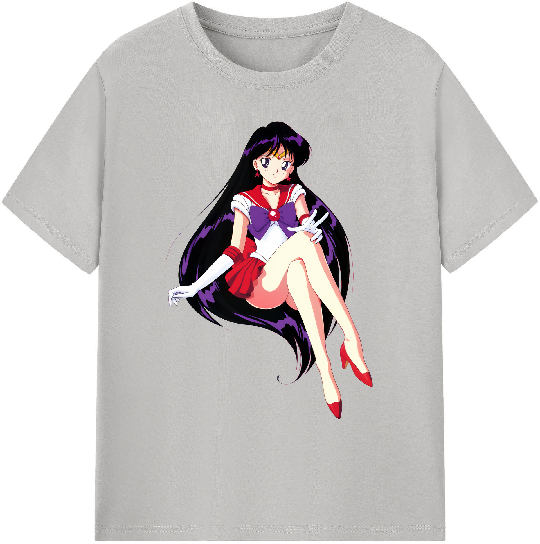 （画像用） 美少女戦士セーラームーン 火野レイ ひの レイ Sailor Moon Hino Rei （セーラーマーズ,Sailor Mars） 綿100％ メンズ半袖Tシャツ｜肌触りやわらか＆通気性