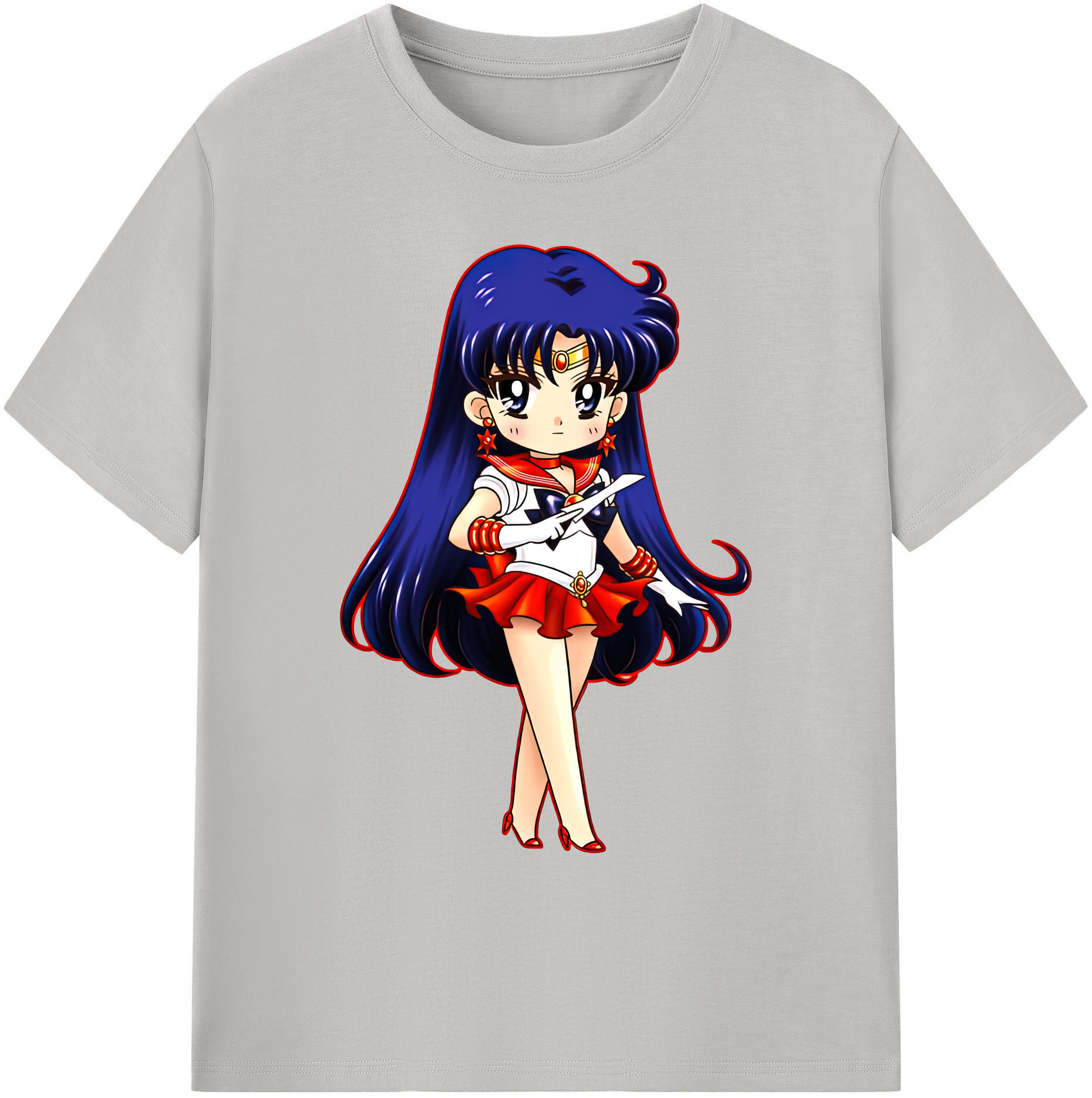 （画像用） 美少女戦士セーラームーン 火野レイ ひの レイ Sailor Moon Hino Rei （セーラーマーズ,Sailor Mars） 綿100％ メンズ半袖Tシャツ｜肌触りやわらか＆通気性
