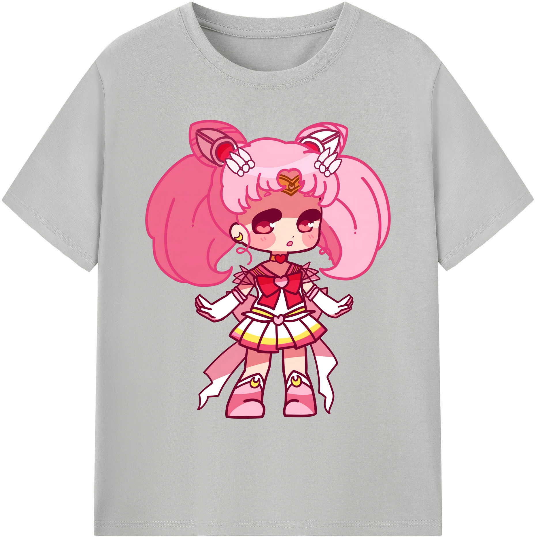 （画像用） 美少女戦士セーラームーン ちびうさ Sailor Moon Chibiusa Tsukino Usagi Small Lady Serenity 綿100％ メンズ半袖Tシャツ｜肌触りやわらか＆通気性