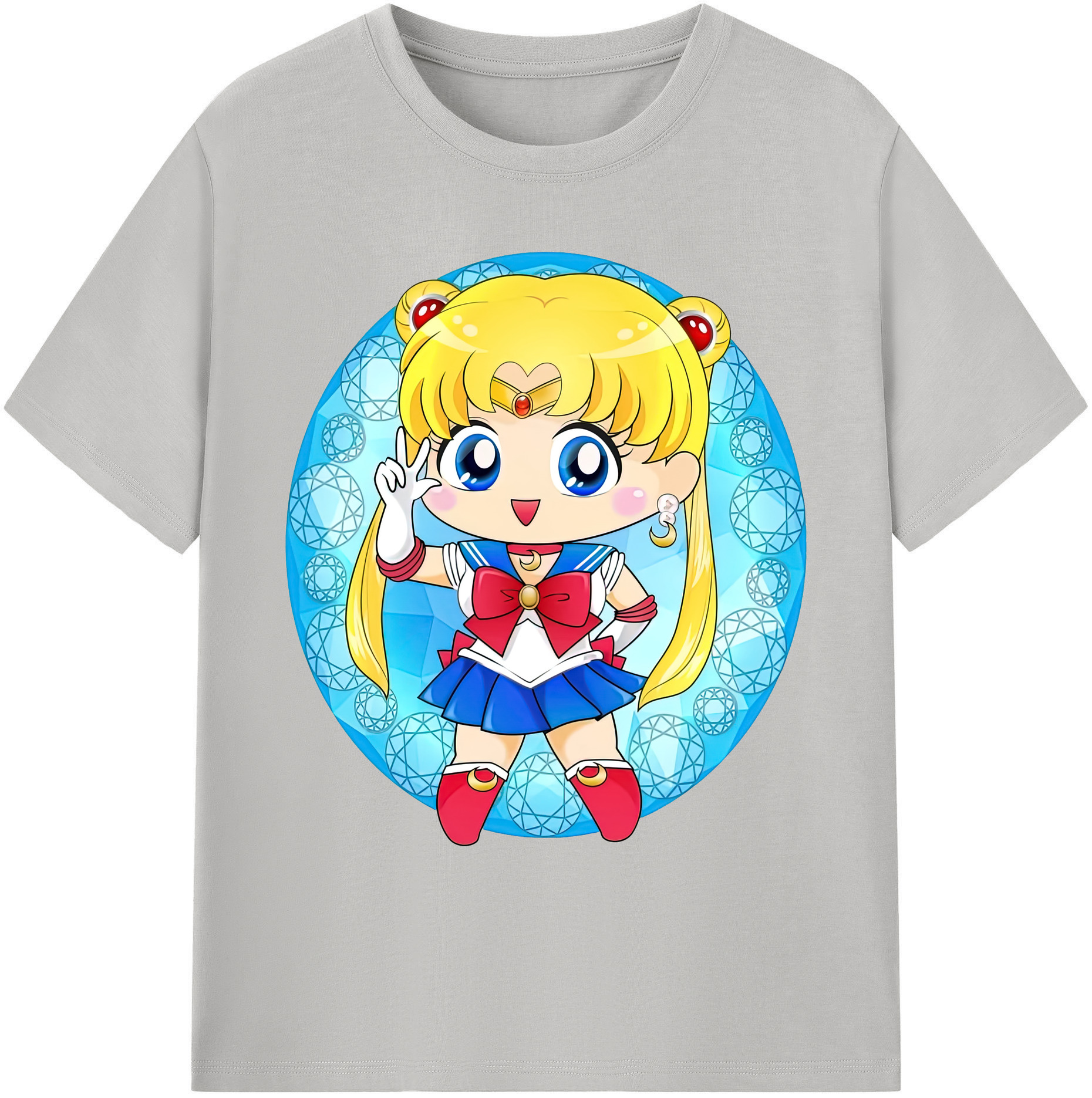 （画像用） 美少女戦士セーラームーン 月野 うさぎ つきの うさぎ Sailor Moon Tsukino Usagi 綿100％ メンズ半袖Tシャツ｜肌触りやわらか＆通気性