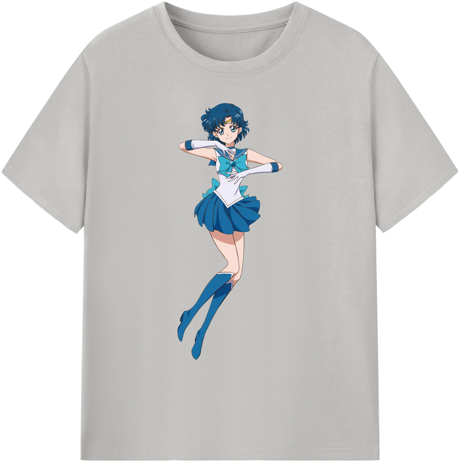 （画像用） 美少女戦士セーラームーン 水野 亜美 みずの あみ Sailor Moon Mizuno Ami 綿100％ メンズ半袖Tシャツ｜肌触りやわらか＆通気性