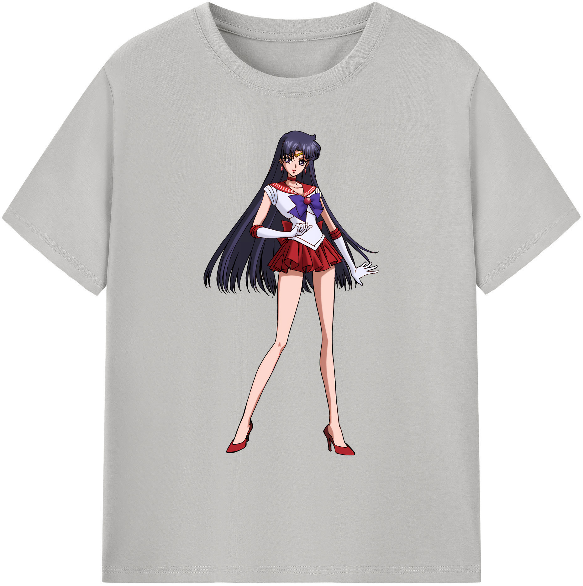 （画像用） 美少女戦士セーラームーン 火野レイ ひの レイ Sailor Moon Hino Rei （セーラーマーズ,Sailor Mars） 綿100％ メンズ半袖Tシャツ｜肌触りやわらか＆通気性