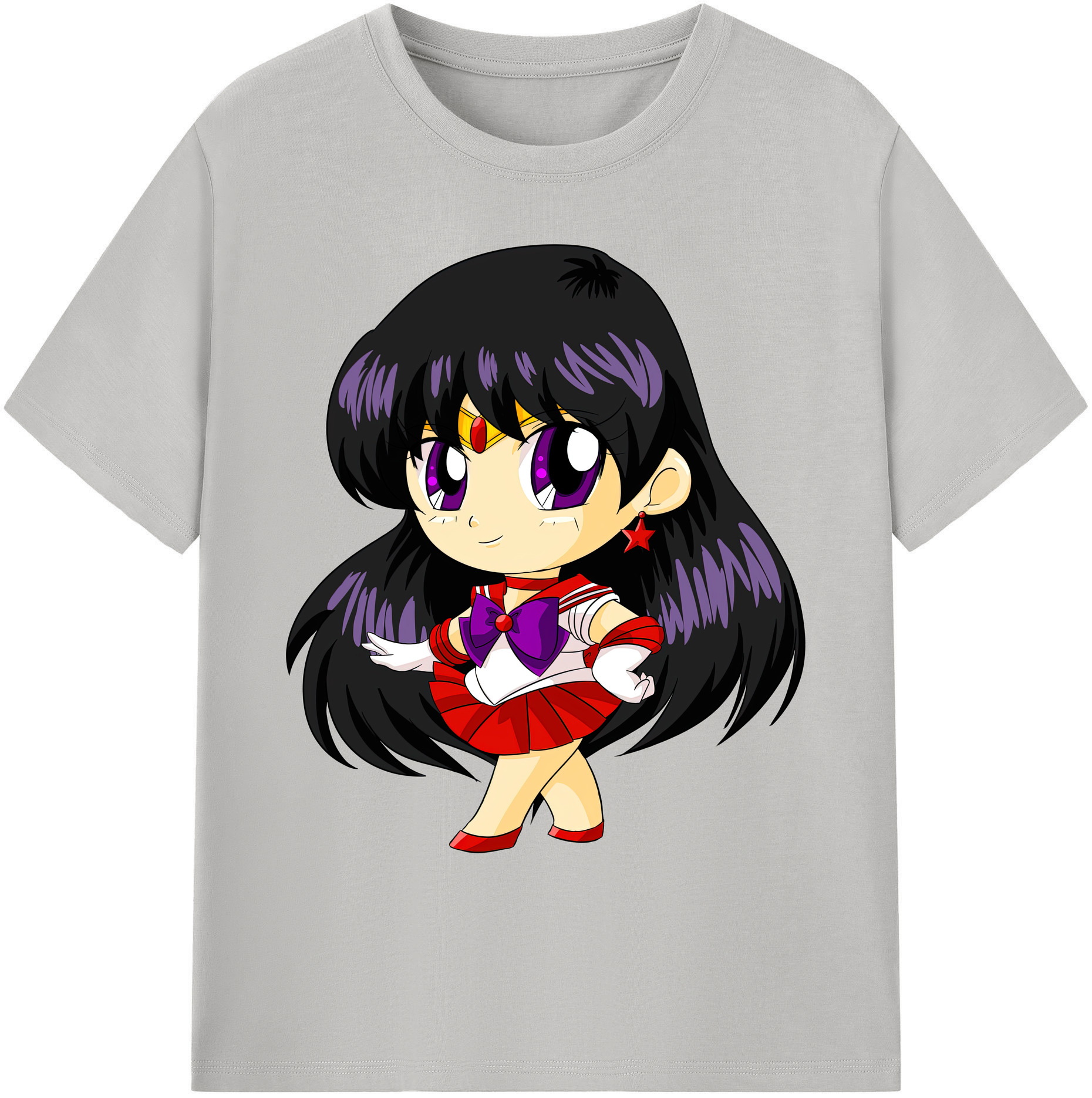 （画像用） 美少女戦士セーラームーン 火野レイ ひの レイ Sailor Moon Hino Rei （セーラーマーズ,Sailor Mars） 綿100％ メンズ半袖Tシャツ｜肌触りやわらか＆通気性