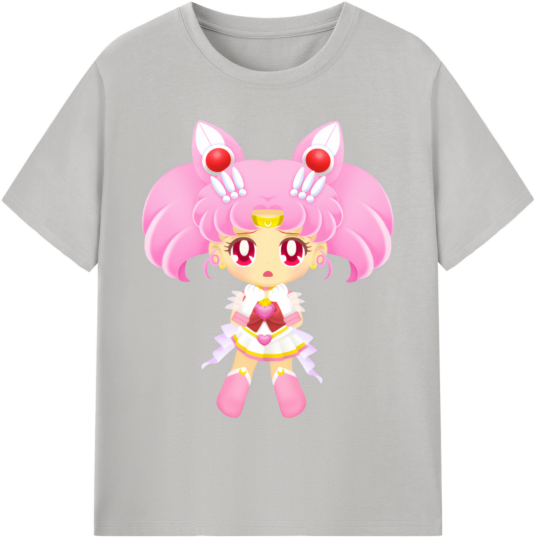 （画像用） 美少女戦士セーラームーン ちびうさ Sailor Moon Chibiusa Tsukino Usagi Small Lady Serenity 綿100％ メンズ半袖Tシャツ｜肌触りやわらか＆通気性