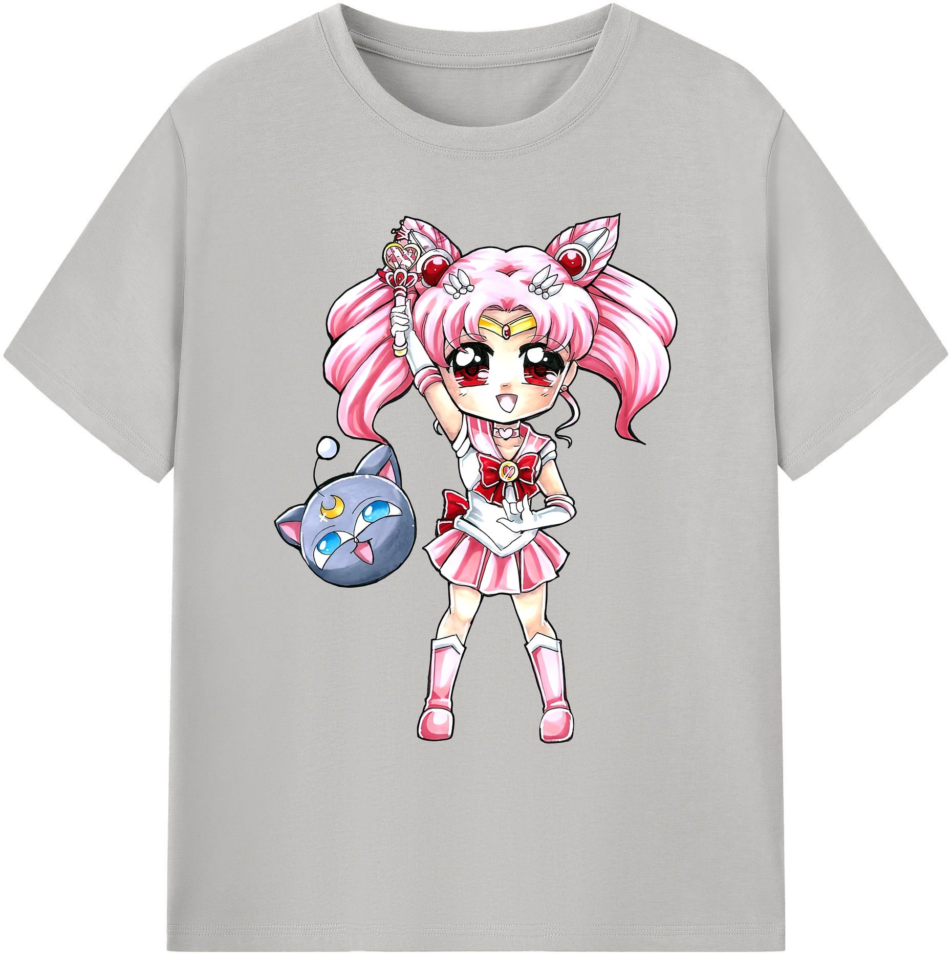 （画像用） 美少女戦士セーラームーン ちびうさ Sailor Moon Chibiusa Tsukino Usagi Small Lady Serenity 綿100％ メンズ半袖Tシャツ｜肌触りやわらか＆通気性