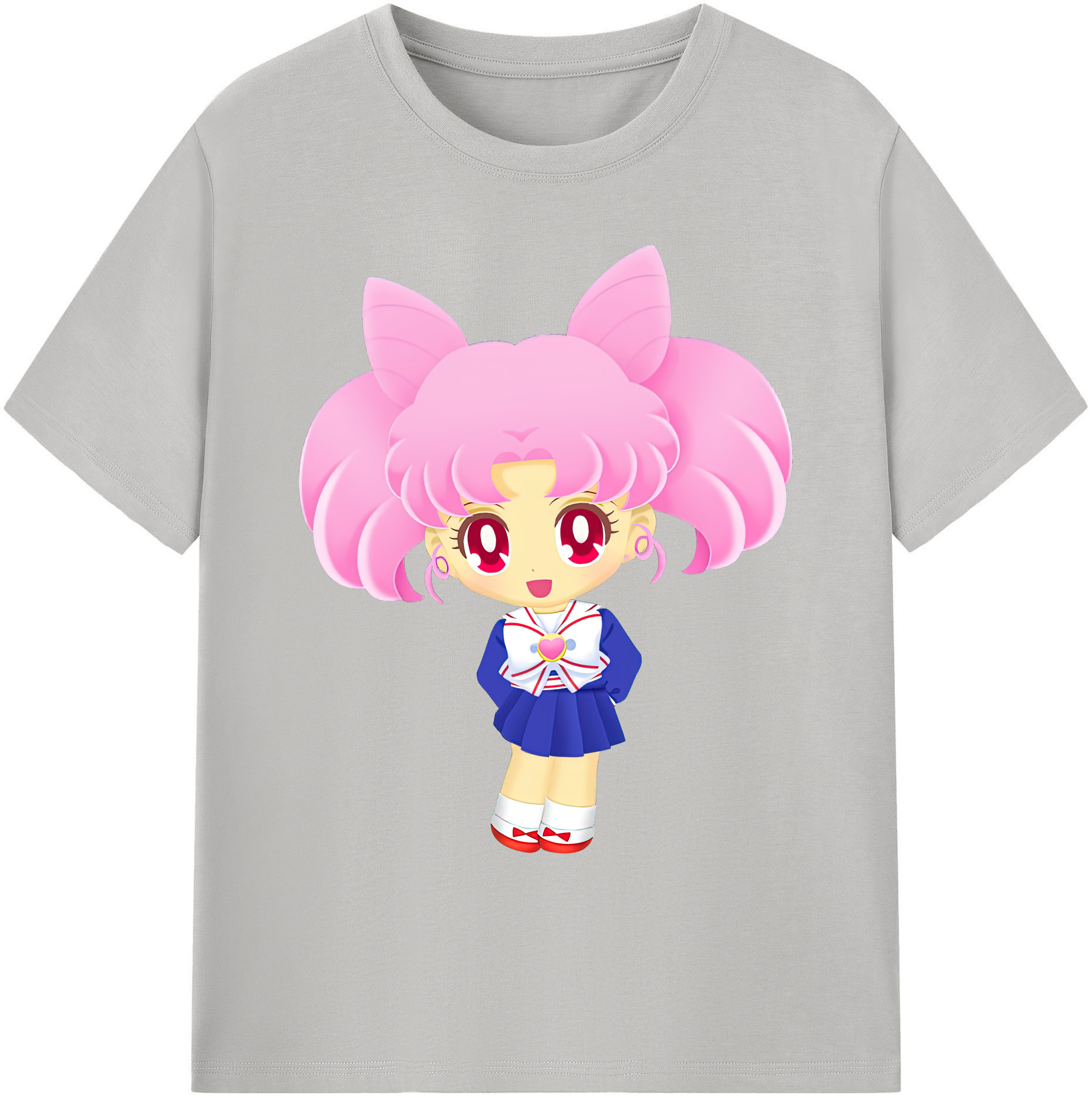 （画像用） 美少女戦士セーラームーン ちびうさ Sailor Moon Chibiusa Tsukino Usagi Small Lady Serenity 綿100％ メンズ半袖Tシャツ｜肌触りやわらか＆通気性