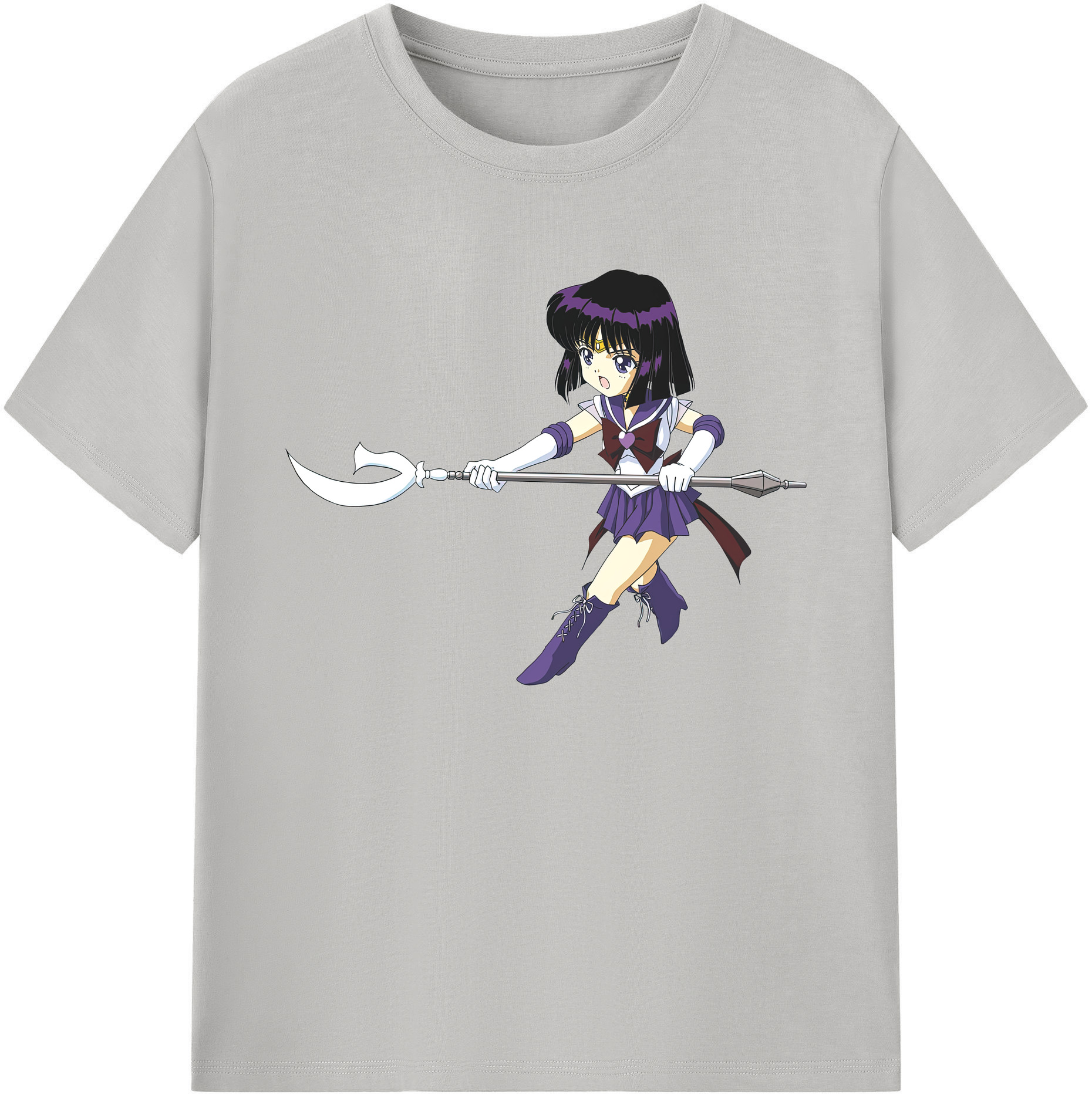 （画像用） 美少女戦士セーラームーン 土萠ほたる Sailor Moon Tomoe Hotaru （セーラーサターン；Sailor Saturn） 綿100％ メンズ半袖Tシャツ｜肌触りやわらか＆通気性