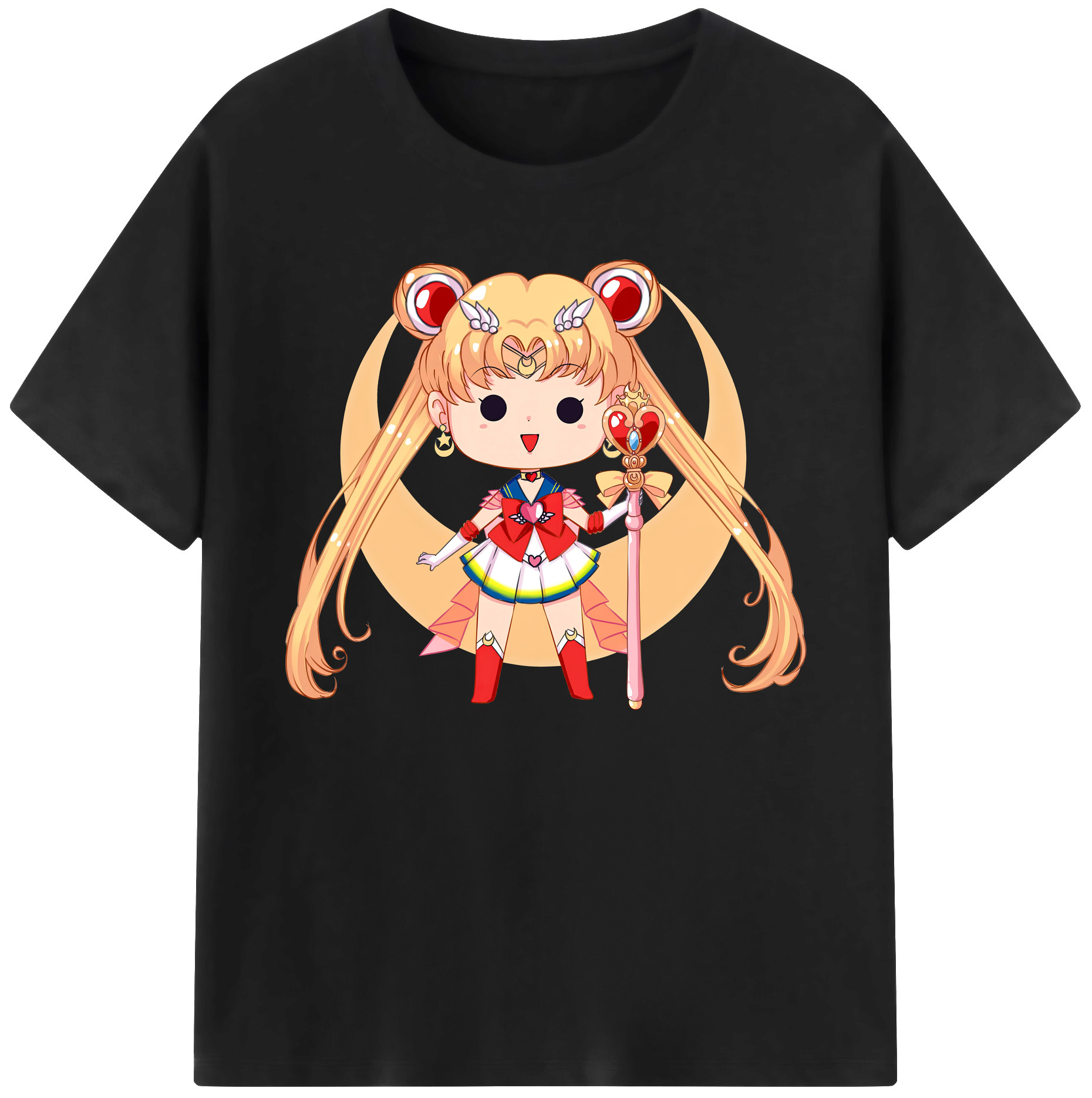 （画像用） 美少女戦士セーラームーン 月野 うさぎ つきの うさぎ Sailor Moon Tsukino Usagi 綿100％ メンズ半袖Tシャツ｜肌触りやわらか＆通気性