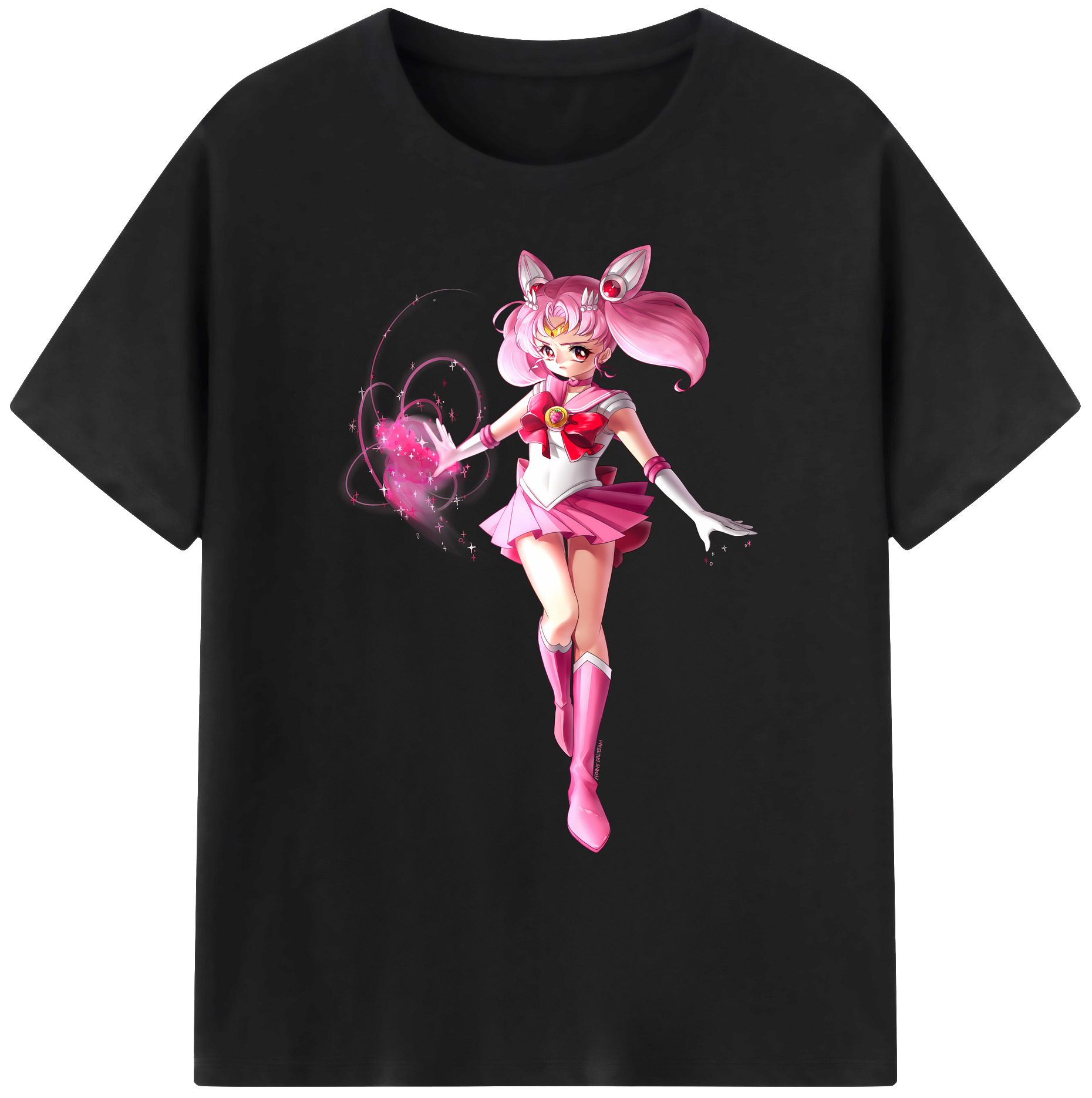 （画像用） 美少女戦士セーラームーン ちびうさ Sailor Moon Chibiusa Tsukino Usagi Small Lady Serenity 綿100％ メンズ半袖Tシャツ｜肌触りやわらか＆通気性