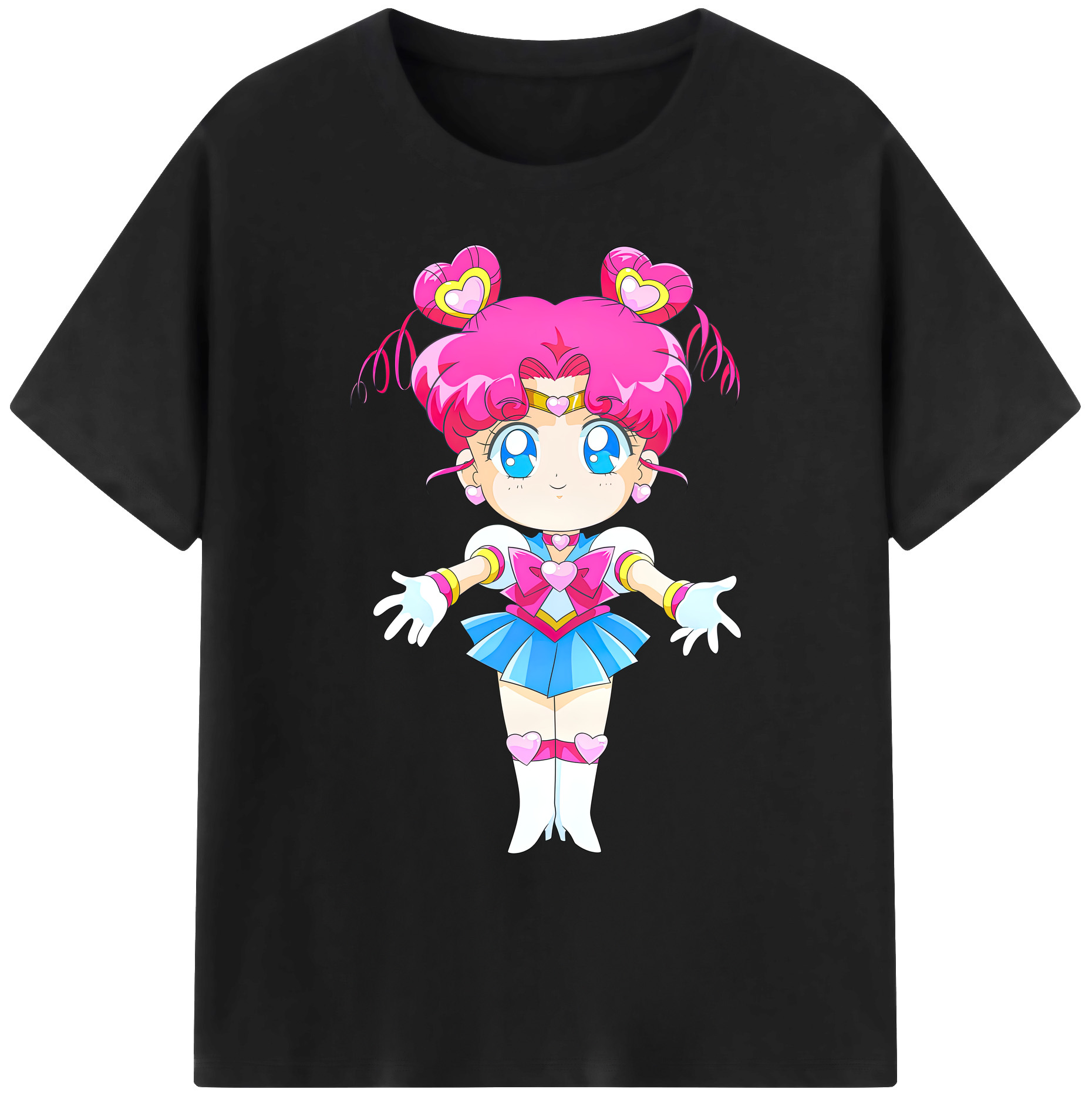（画像用） 美少女戦士セーラームーン ちびうさ Sailor Moon Chibiusa Tsukino Usagi Small Lady Serenity 綿100％ メンズ半袖Tシャツ｜肌触りやわらか＆通気性
