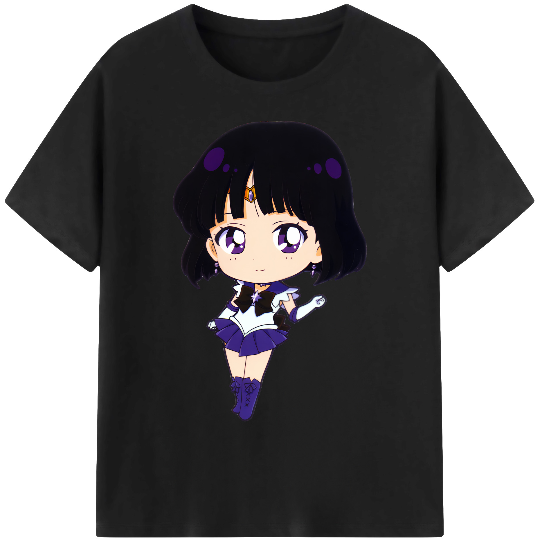 （画像用） 美少女戦士セーラームーン 土萠ほたる Sailor Moon Tomoe Hotaru （セーラーサターン；Sailor Saturn） 綿100％ メンズ半袖Tシャツ｜肌触りやわらか＆通気性