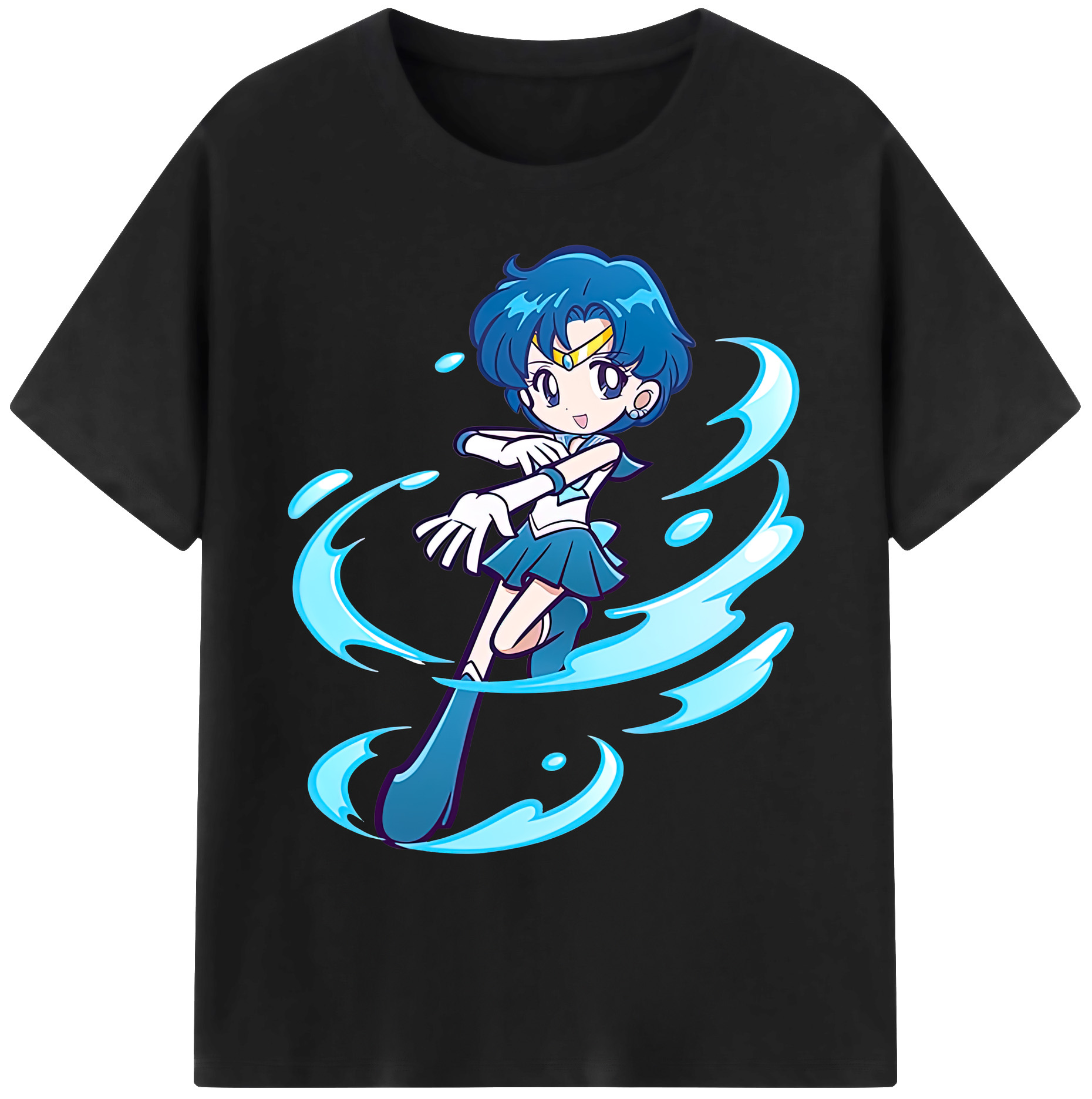 （画像用） 美少女戦士セーラームーン 水野 亜美 みずの あみ Sailor Moon Mizuno Ami 綿100％ メンズ半袖Tシャツ｜肌触りやわらか＆通気性