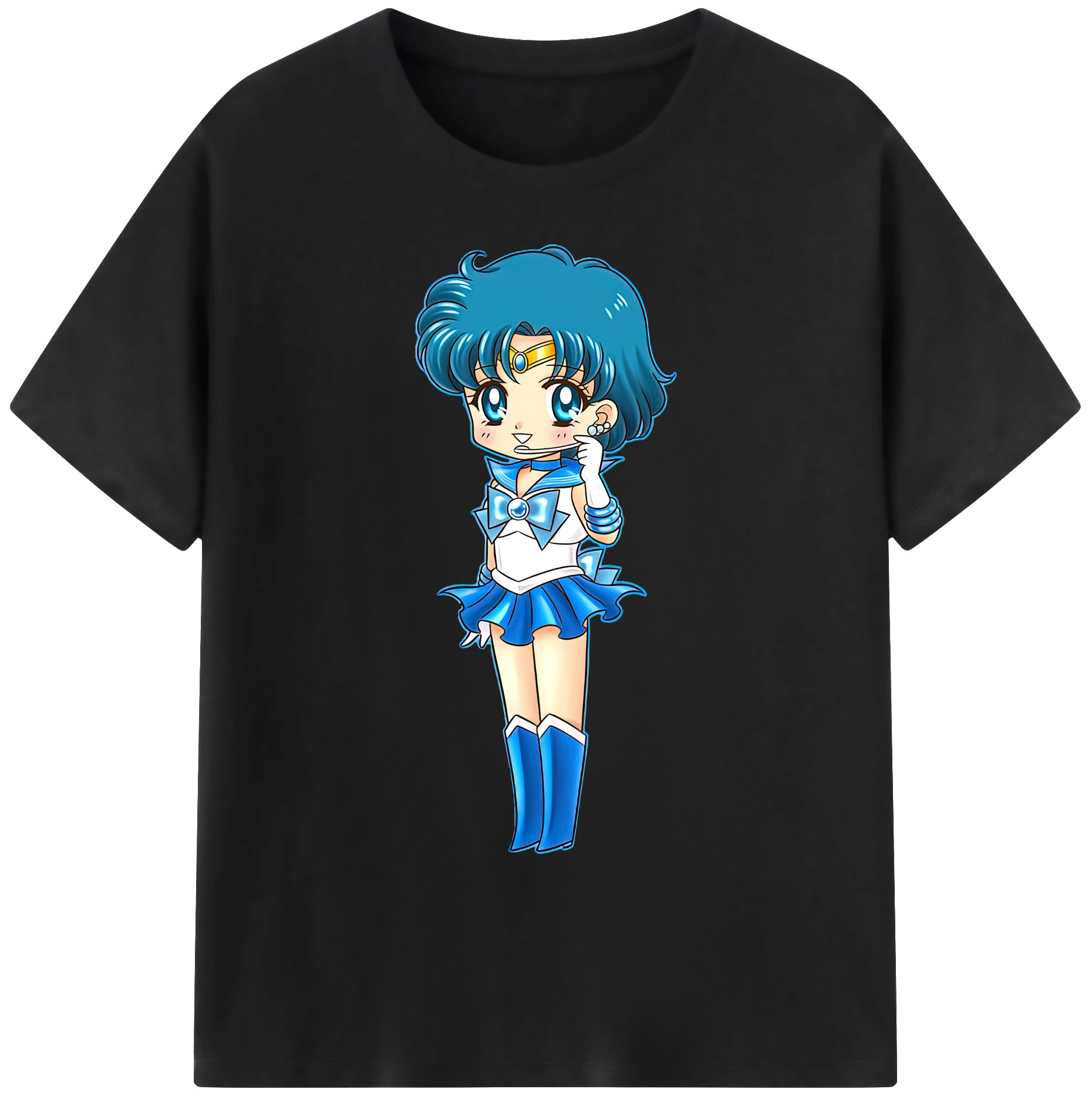 （画像用） 美少女戦士セーラームーン 水野 亜美 みずの あみ Sailor Moon Mizuno Ami 綿100％ メンズ半袖Tシャツ｜肌触りやわらか＆通気性