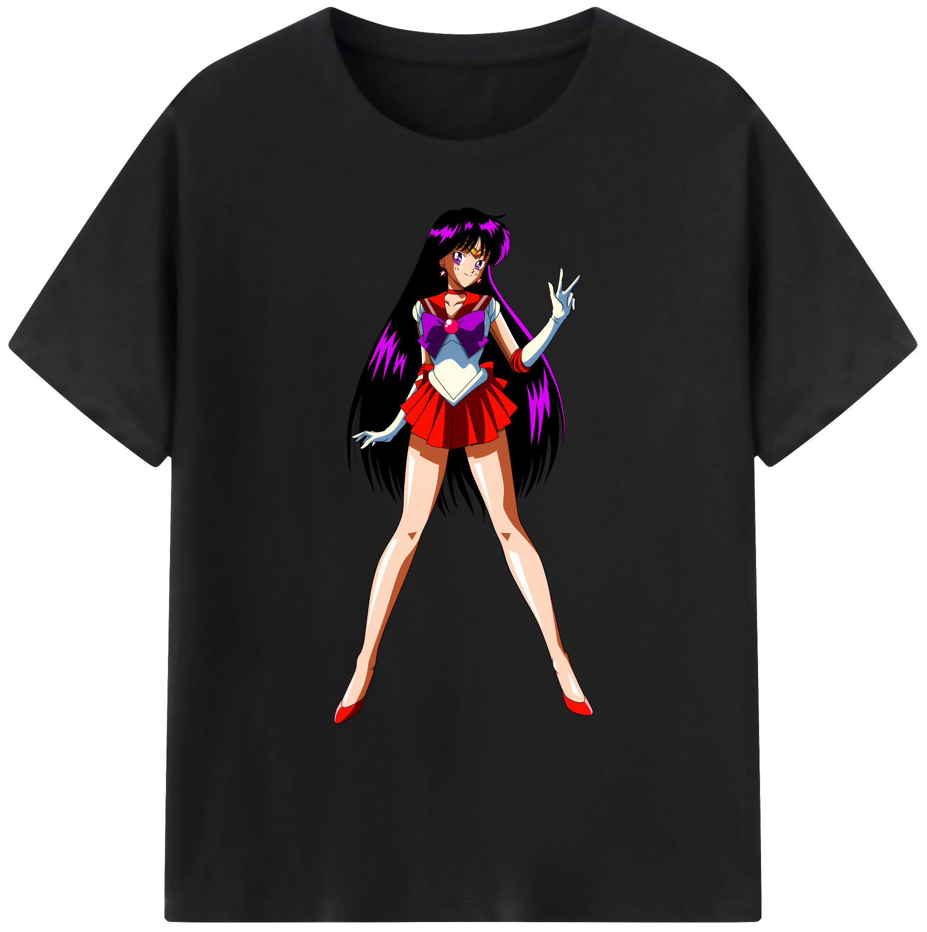 （画像用） 美少女戦士セーラームーン 火野レイ ひの レイ Sailor Moon Hino Rei （セーラーマーズ,Sailor Mars） 綿100％ メンズ半袖Tシャツ｜肌触りやわらか＆通気性