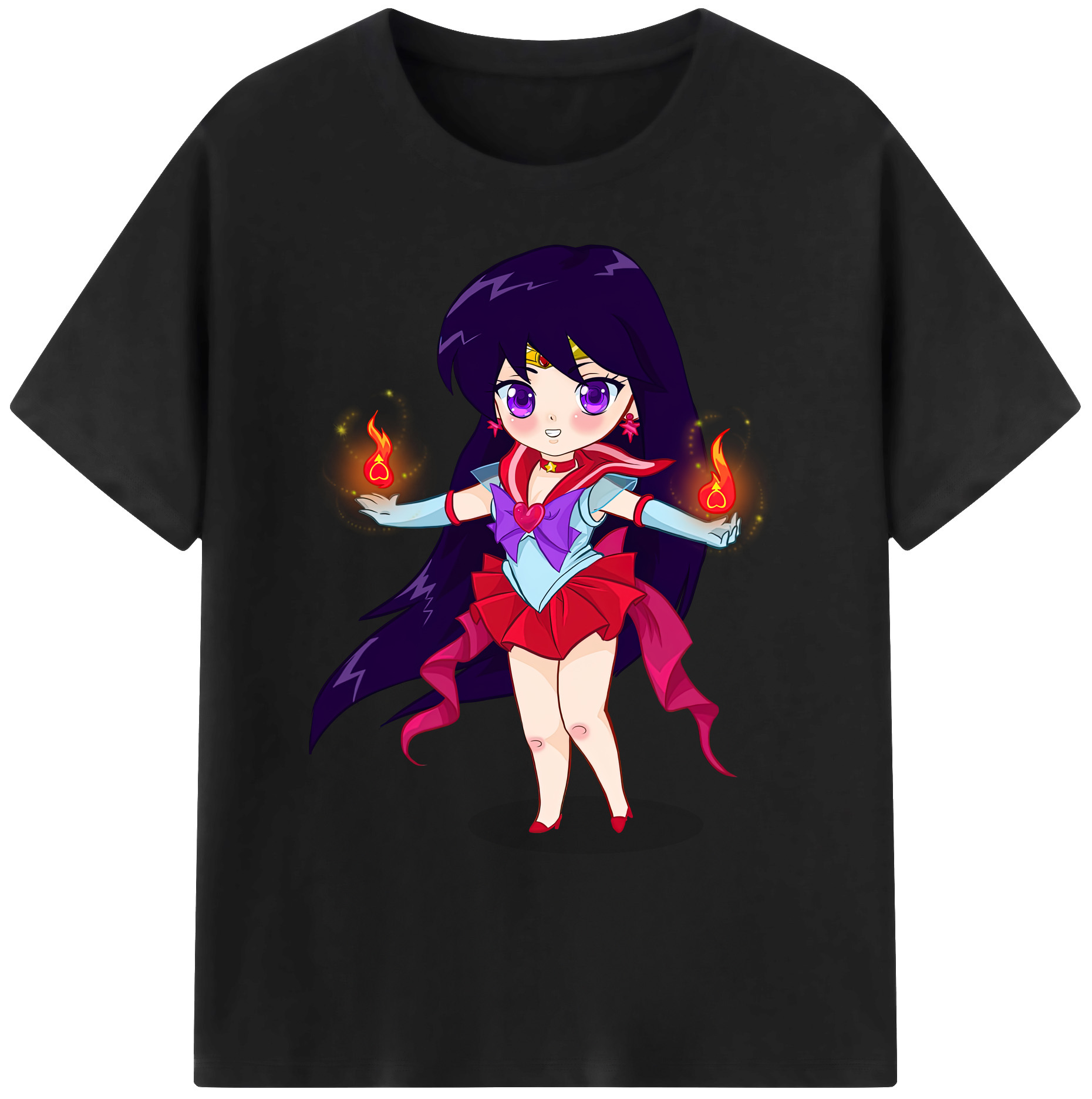 （画像用） 美少女戦士セーラームーン 火野レイ ひの レイ Sailor Moon Hino Rei （セーラーマーズ,Sailor Mars） 綿100％ メンズ半袖Tシャツ｜肌触りやわらか＆通気性