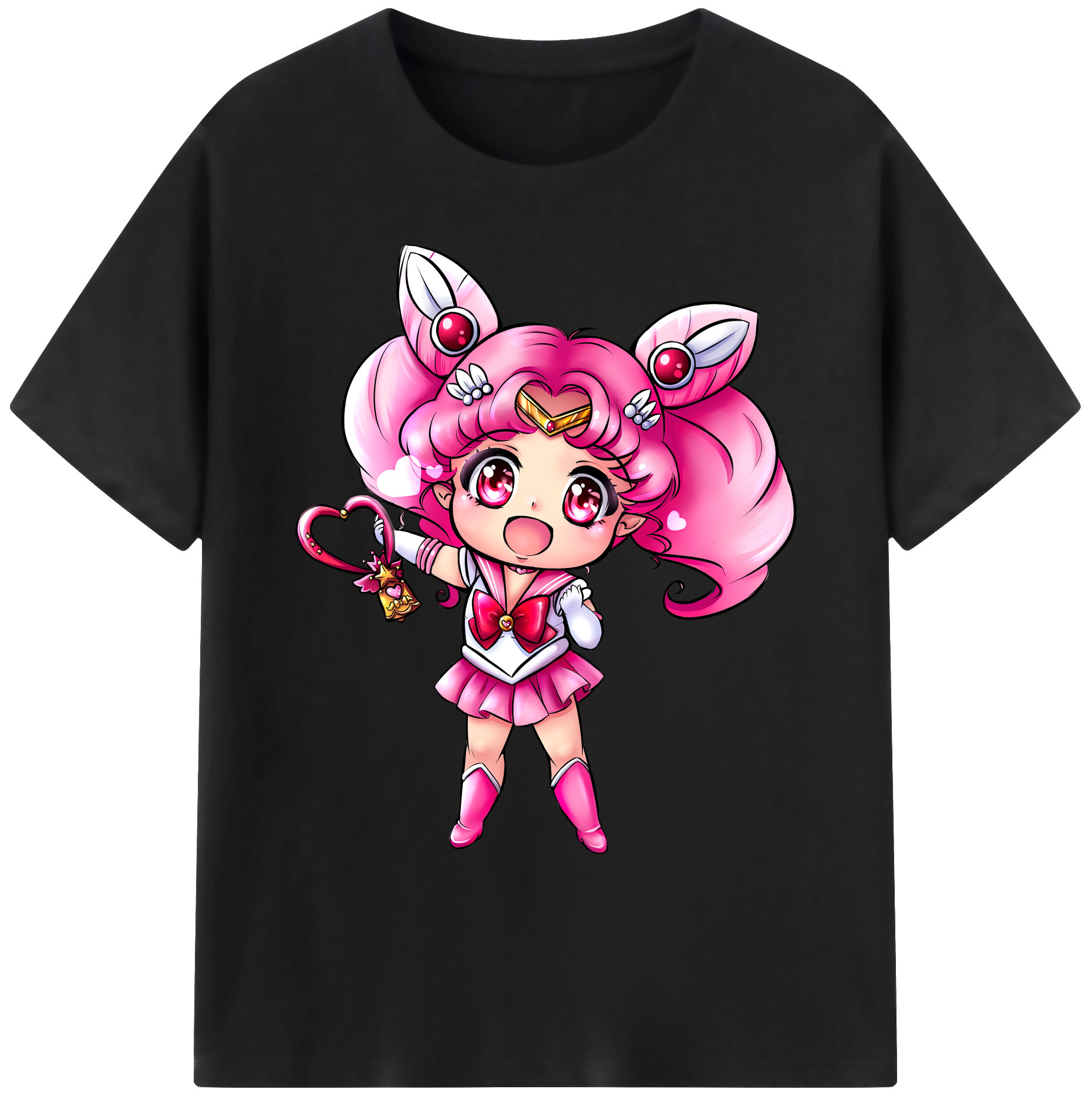 （画像用） 美少女戦士セーラームーン ちびうさ Sailor Moon Chibiusa Tsukino Usagi Small Lady Serenity 綿100％ メンズ半袖Tシャツ｜肌触りやわらか＆通気性