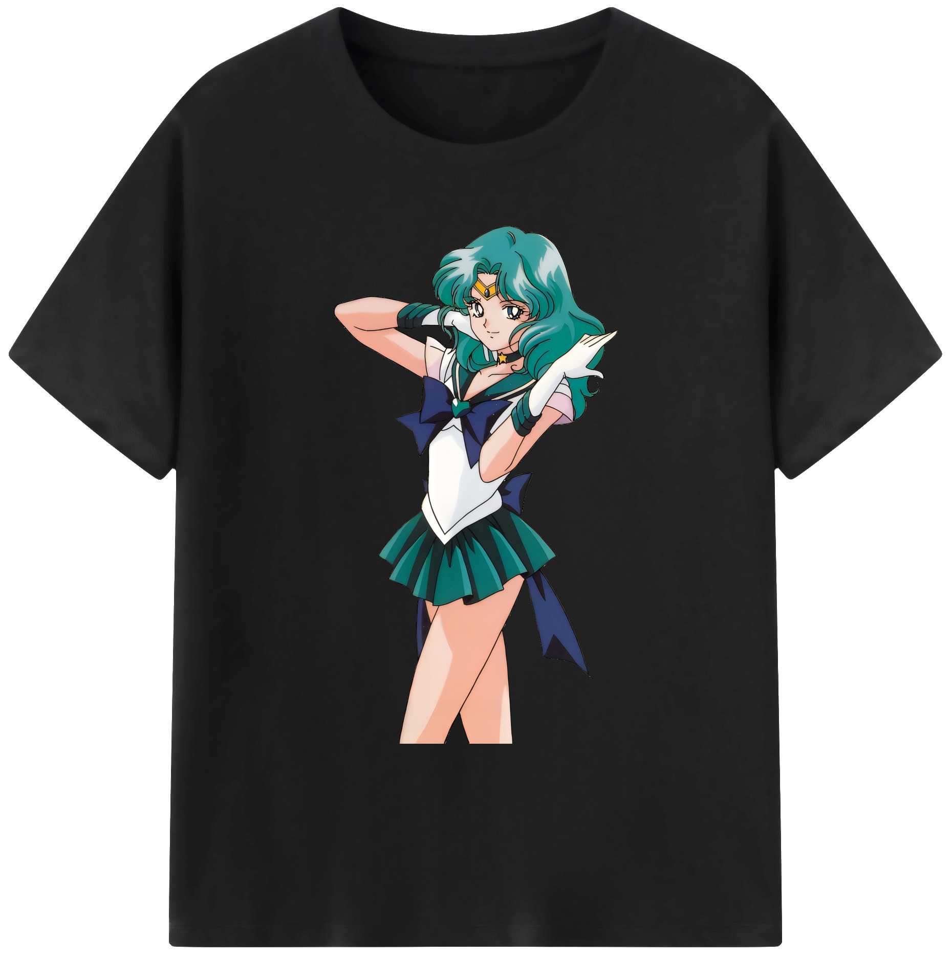 （画像用） 美少女戦士セーラームーン 海王 みちる（かいおう みちる） Sailor Moon Kaiou Michiru 綿100％ メンズ半袖Tシャツ｜肌触りやわらか＆通気性