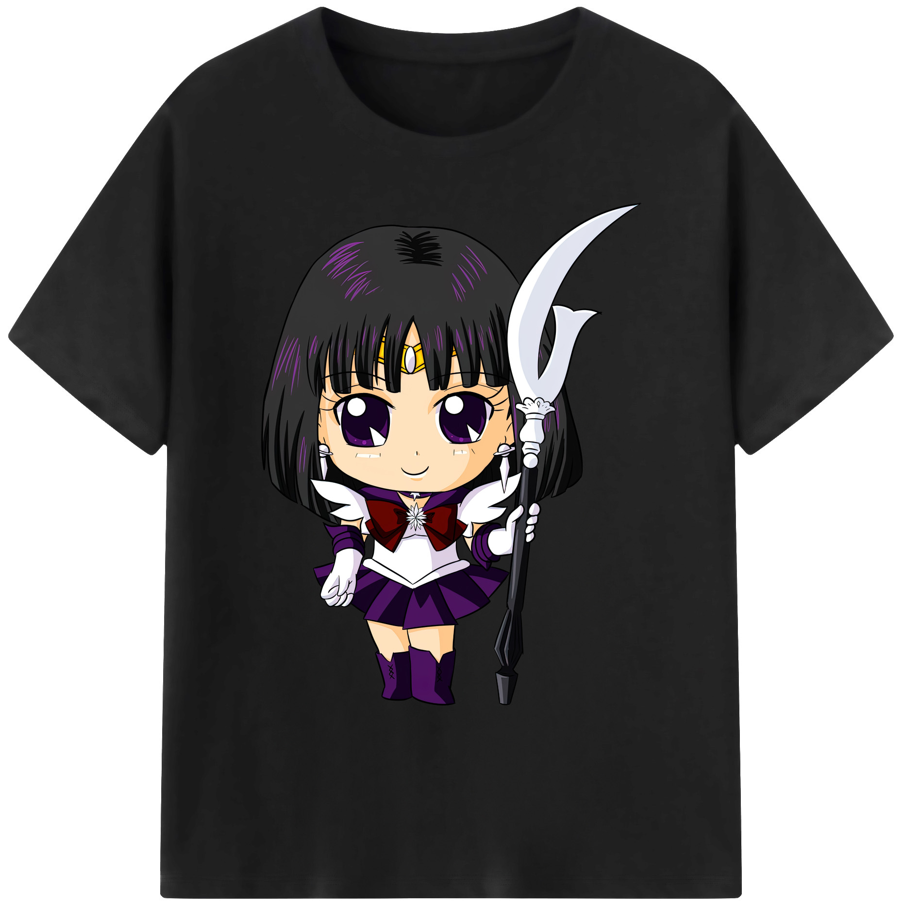 （画像用） 美少女戦士セーラームーン 土萠ほたる Sailor Moon Tomoe Hotaru （セーラーサターン；Sailor Saturn） 綿100％ メンズ半袖Tシャツ｜肌触りやわらか＆通気性