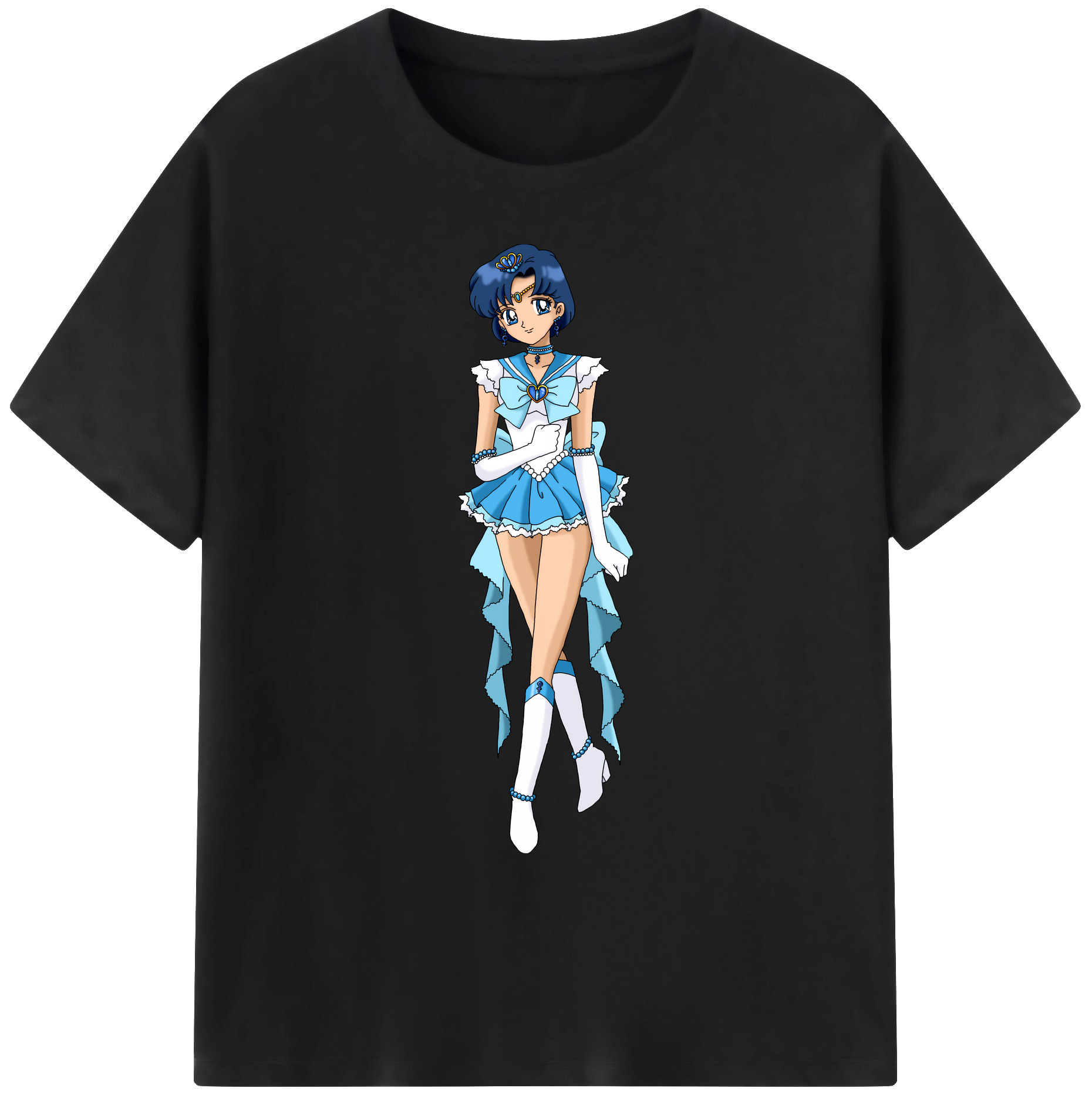 （画像用） 美少女戦士セーラームーン 水野 亜美 みずの あみ Sailor Moon Mizuno Ami 綿100％ メンズ半袖Tシャツ｜肌触りやわらか＆通気性