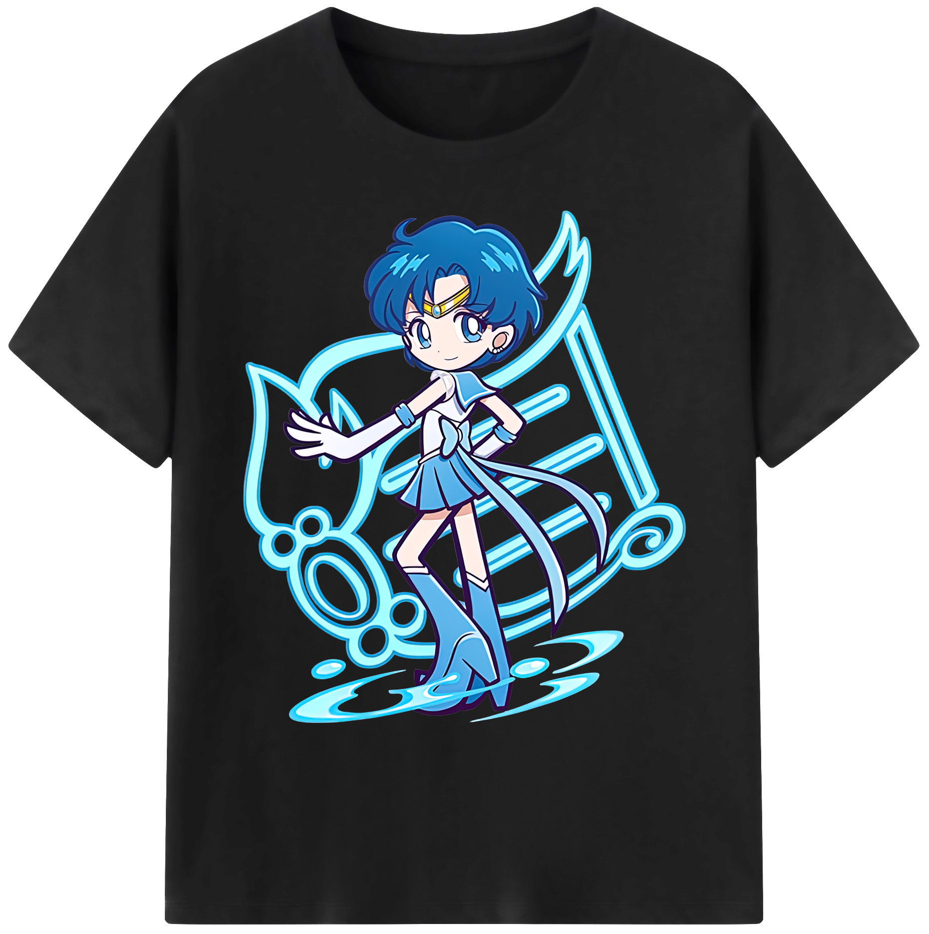 （画像用） 美少女戦士セーラームーン 水野 亜美 みずの あみ Sailor Moon Mizuno Ami 綿100％ メンズ半袖Tシャツ｜肌触りやわらか＆通気性