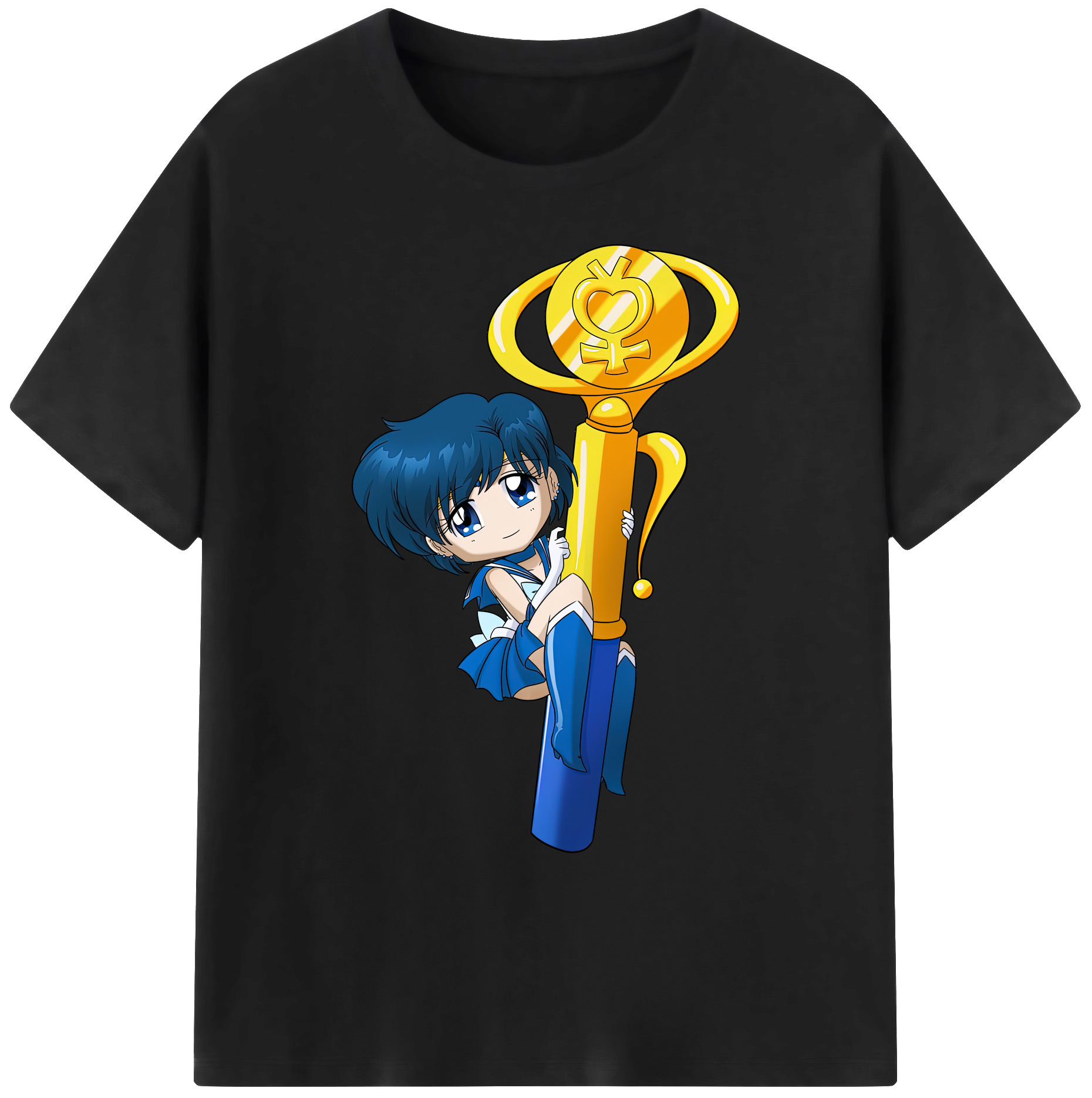 （画像用） 美少女戦士セーラームーン 水野 亜美 みずの あみ Sailor Moon Mizuno Ami 綿100％ メンズ半袖Tシャツ｜肌触りやわらか＆通気性