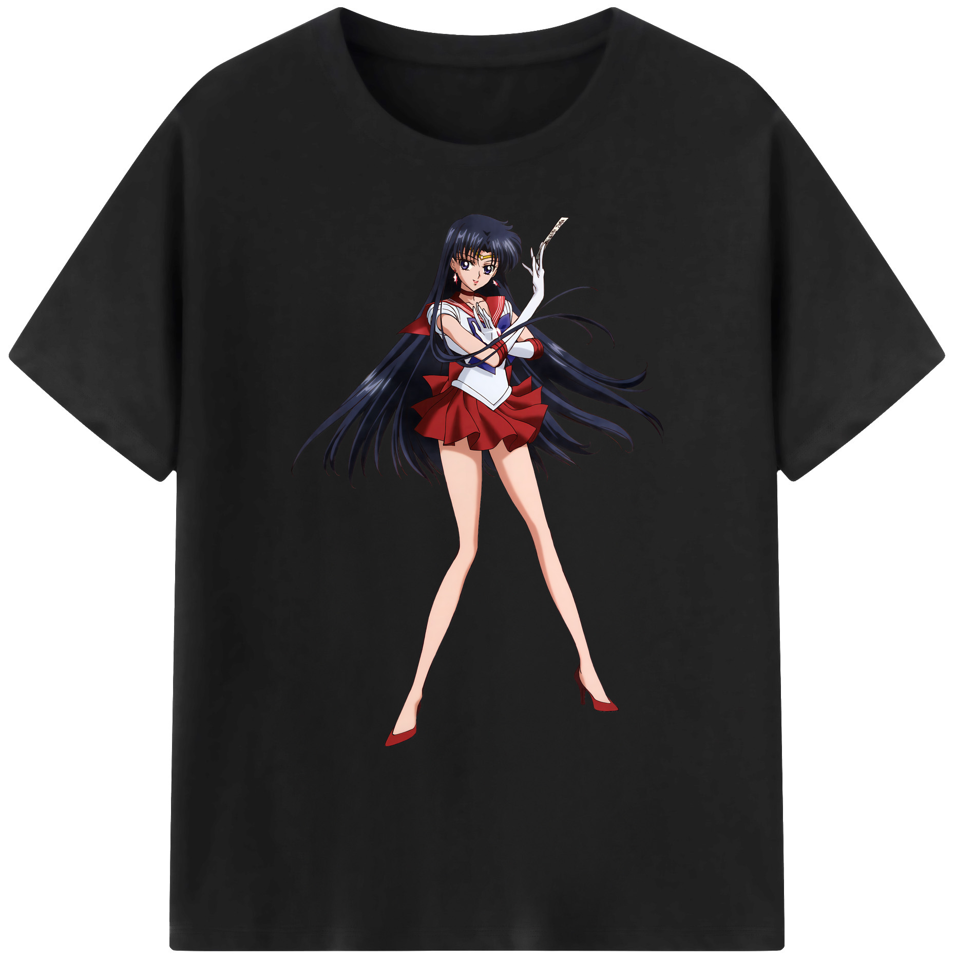 （画像用） 美少女戦士セーラームーン 火野レイ ひの レイ Sailor Moon Hino Rei （セーラーマーズ,Sailor Mars） 綿100％ メンズ半袖Tシャツ｜肌触りやわらか＆通気性