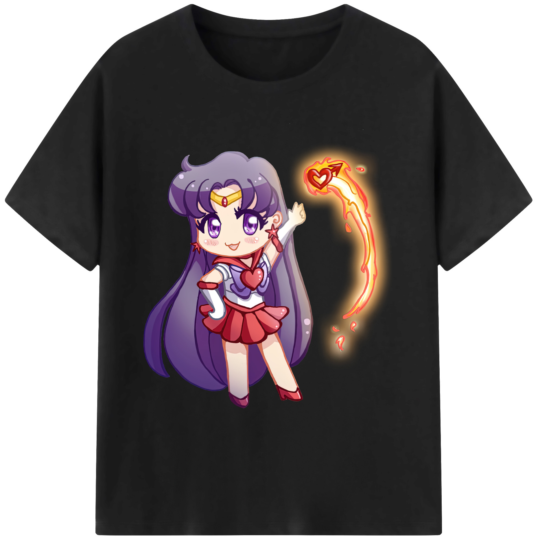（画像用） 美少女戦士セーラームーン 火野レイ ひの レイ Sailor Moon Hino Rei （セーラーマーズ,Sailor Mars） 綿100％ メンズ半袖Tシャツ｜肌触りやわらか＆通気性
