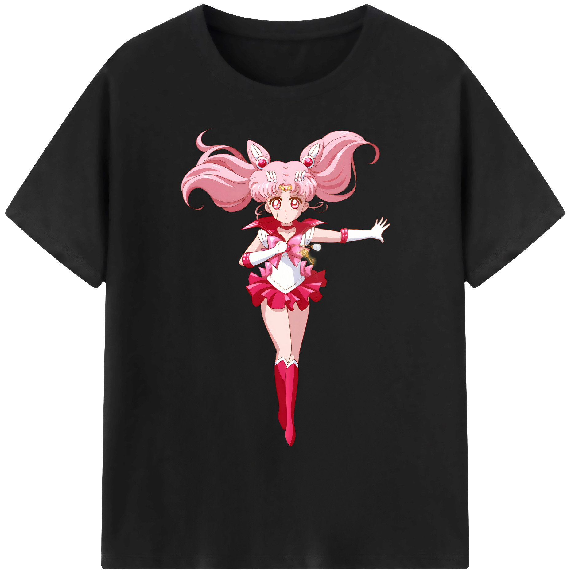 （画像用） 美少女戦士セーラームーン ちびうさ Sailor Moon Chibiusa Tsukino Usagi Small Lady Serenity 綿100％ メンズ半袖Tシャツ｜肌触りやわらか＆通気性