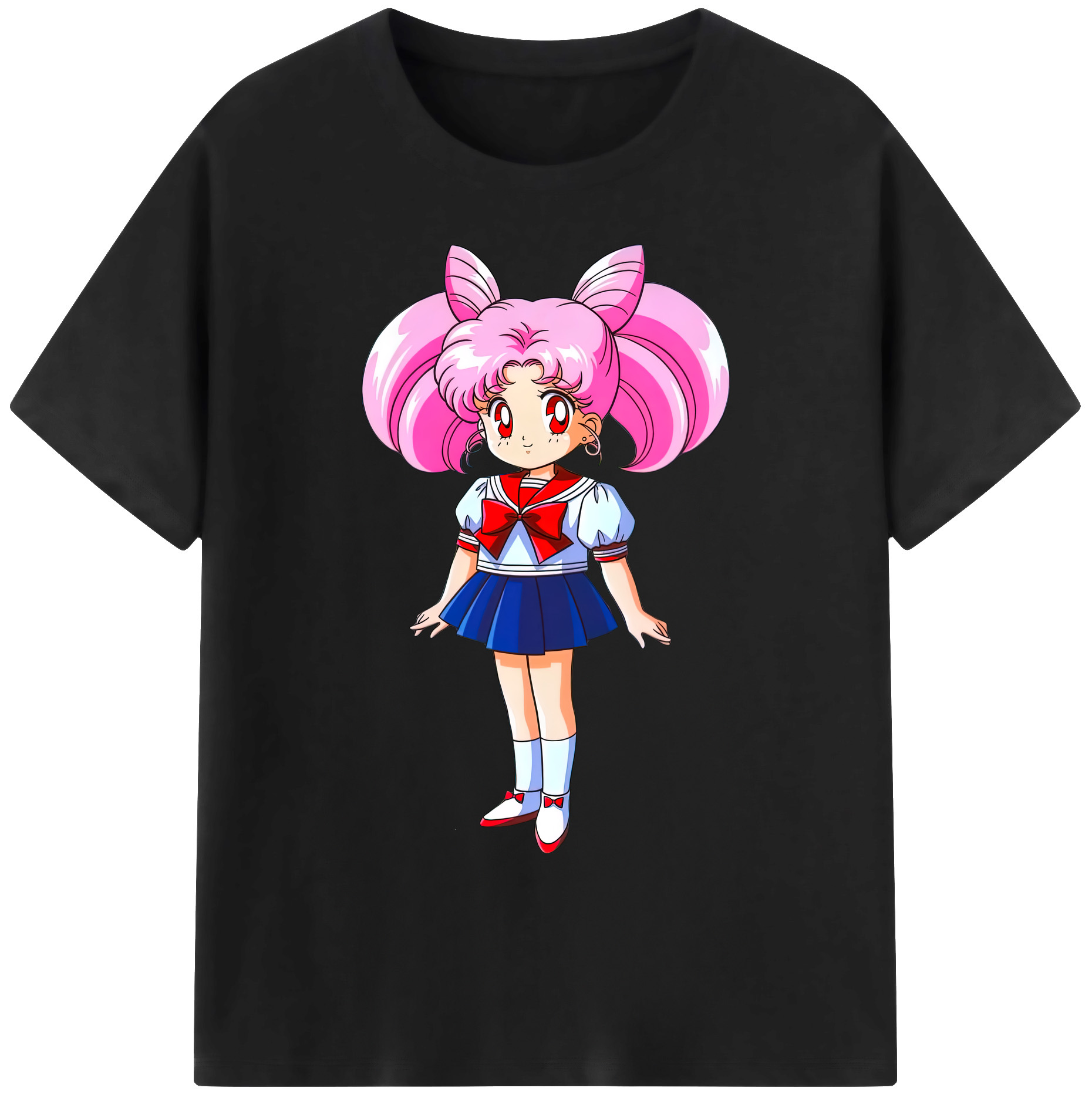 （画像用） 美少女戦士セーラームーン ちびうさ Sailor Moon Chibiusa Tsukino Usagi Small Lady Serenity 綿100％ メンズ半袖Tシャツ｜肌触りやわらか＆通気性