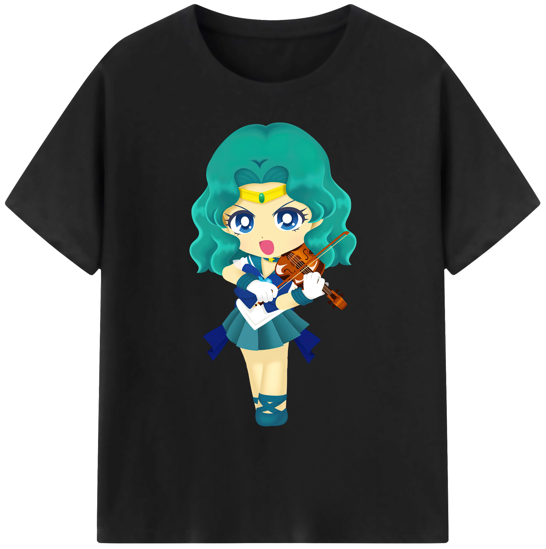 （画像用） 美少女戦士セーラームーン 海王 みちる（かいおう みちる） Sailor Moon Kaiou Michiru 綿100％ メンズ半袖Tシャツ｜肌触りやわらか＆通気性