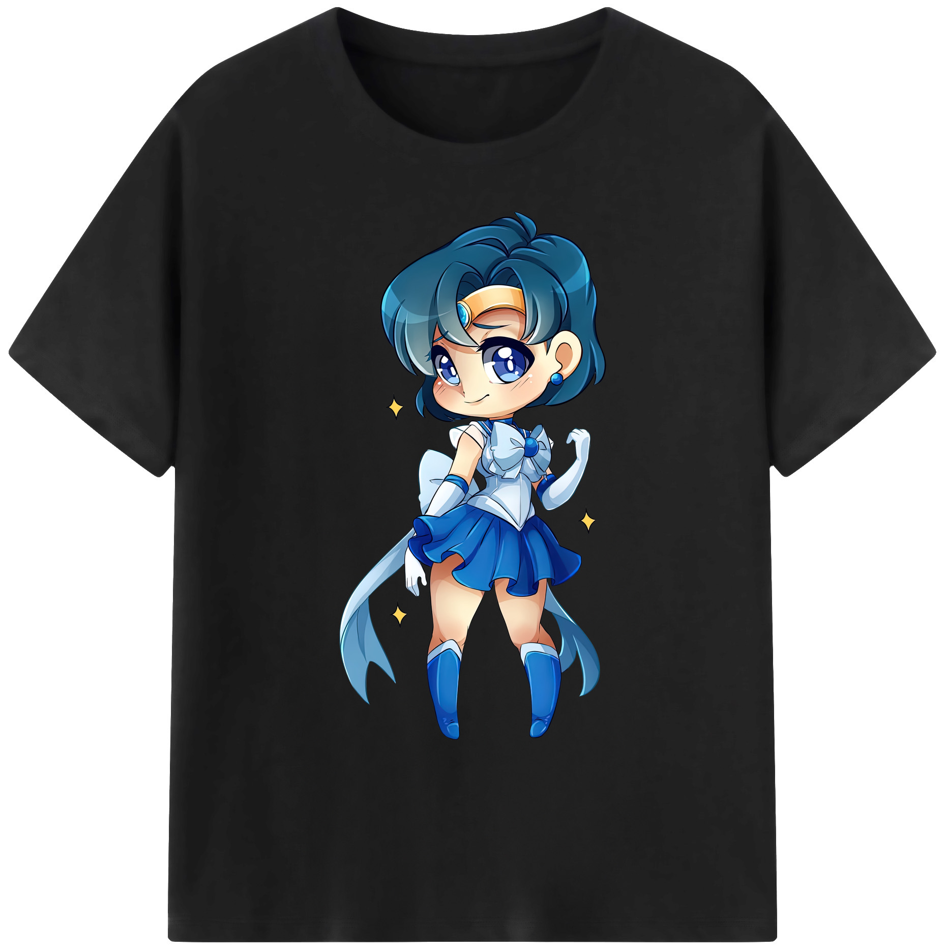 （画像用） 美少女戦士セーラームーン 水野 亜美 みずの あみ Sailor Moon Mizuno Ami 綿100％ メンズ半袖Tシャツ｜肌触りやわらか＆通気性